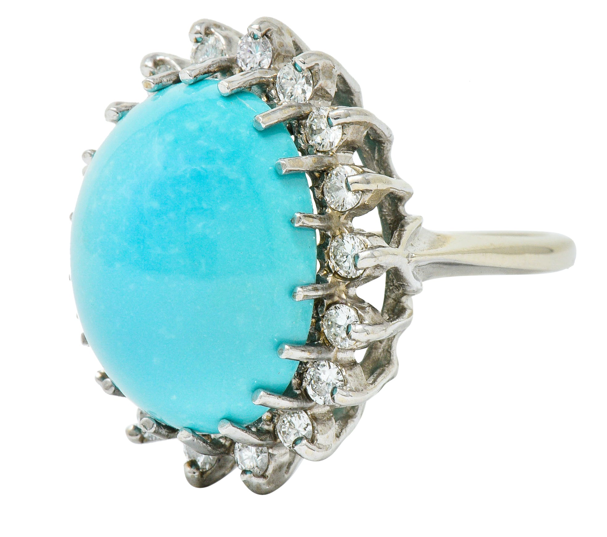 Modern Turquoise Diamond 14 Karat White Gold Cluster RingRing - Wilson's Estate Jewelry