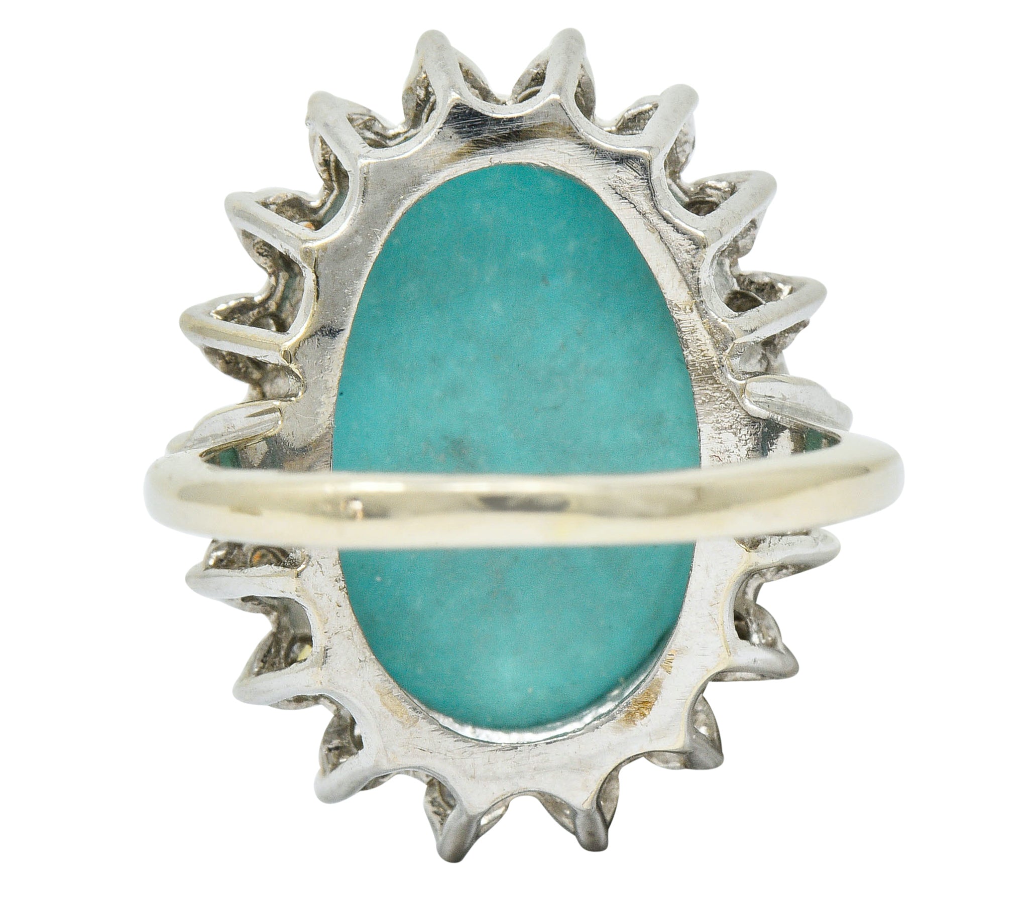 Modern Turquoise Diamond 14 Karat White Gold Cluster RingRing - Wilson's Estate Jewelry