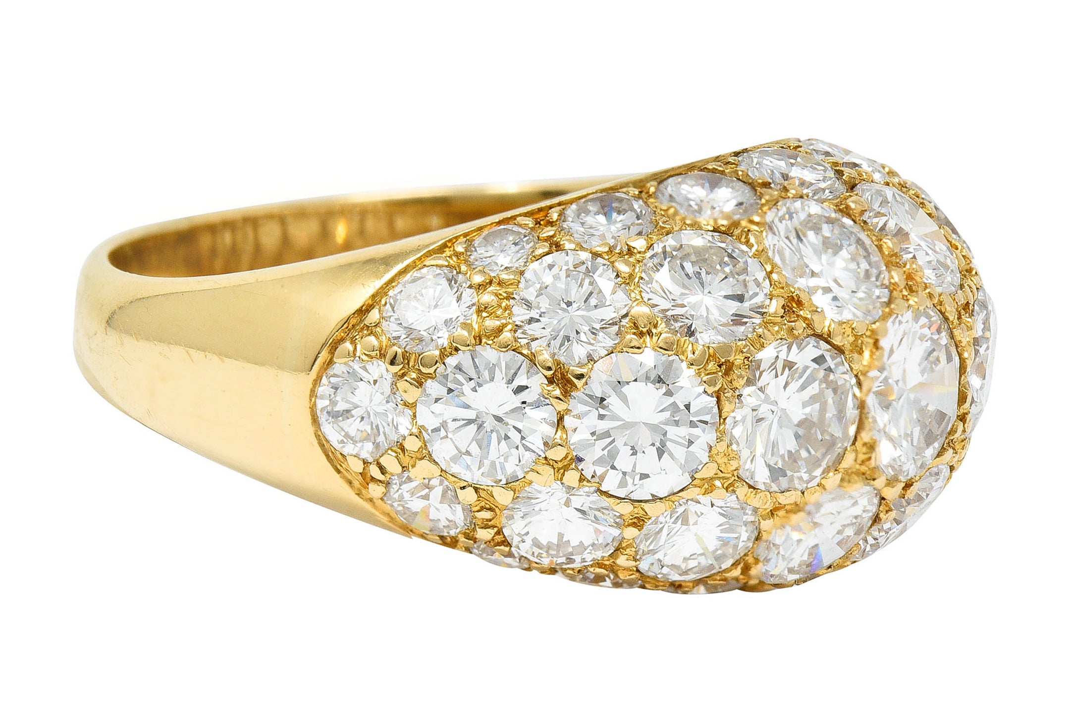 Oscar Heyman 7.50 CTW Pave Diamond 18 Karat Gold Bombe Band RingRing - Wilson's Estate Jewelry