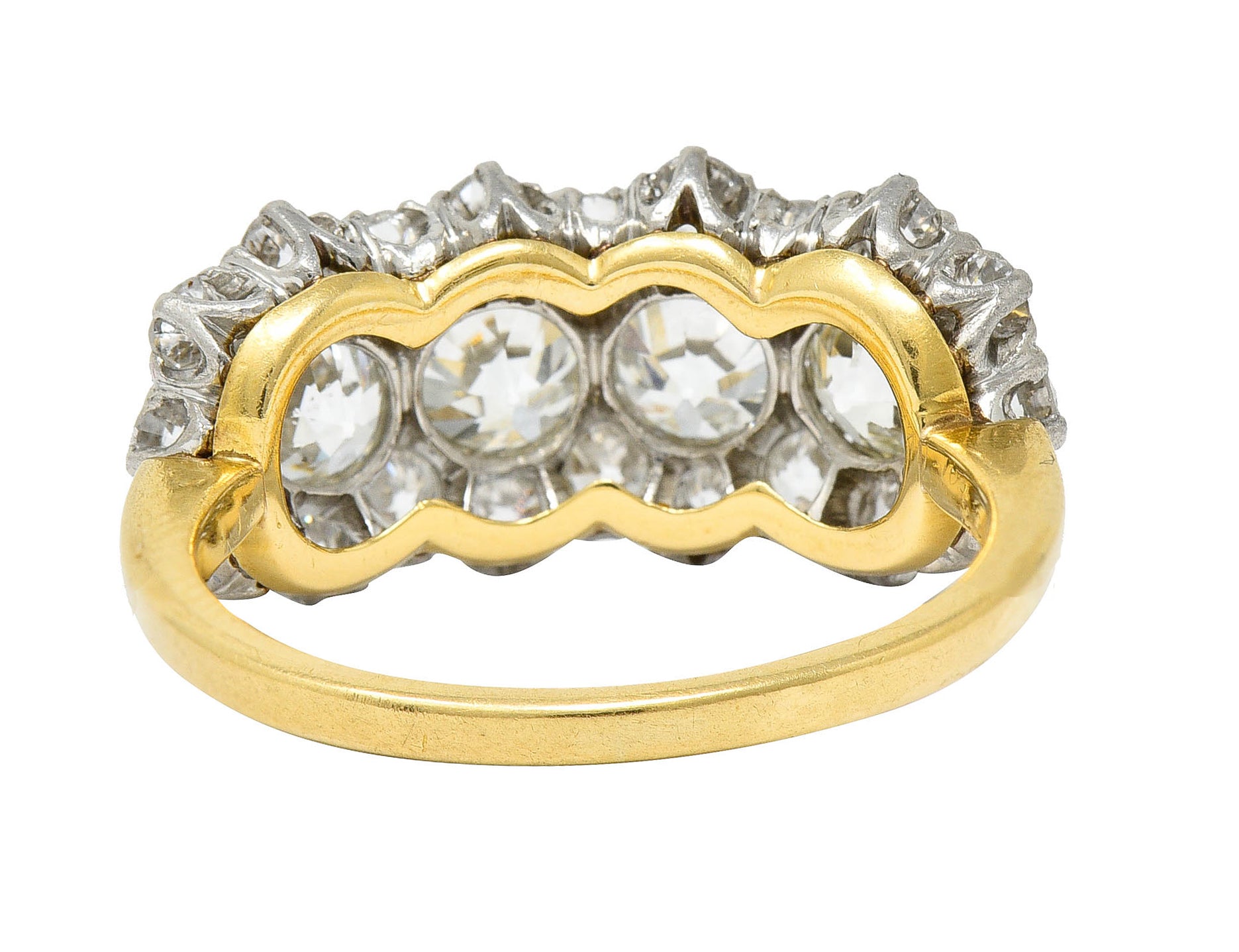 Edwardian 2.65 CTW Diamond Platinum-Topped 18 Karat Gold Cluster Band RingRing - Wilson's Estate Jewelry