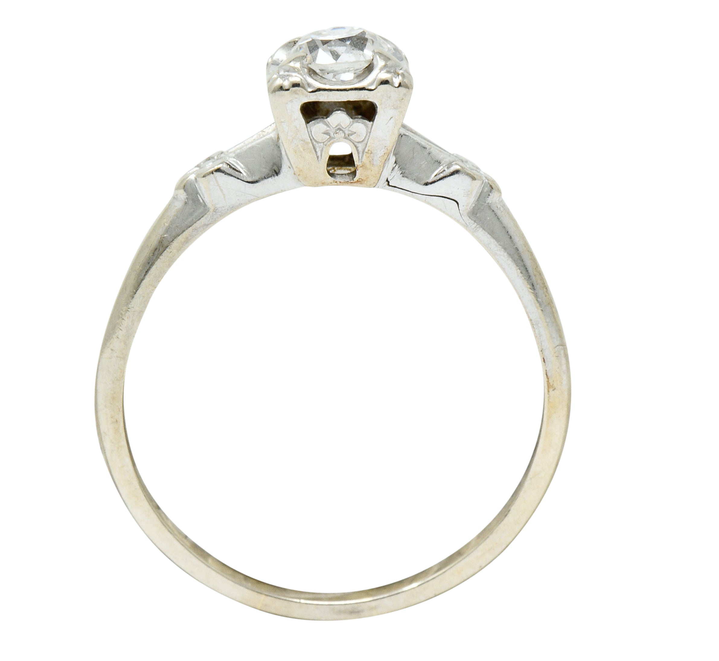 Retro 0.40 CTW Diamond 14 Karat White Gold Blossom Engagement RingRing - Wilson's Estate Jewelry