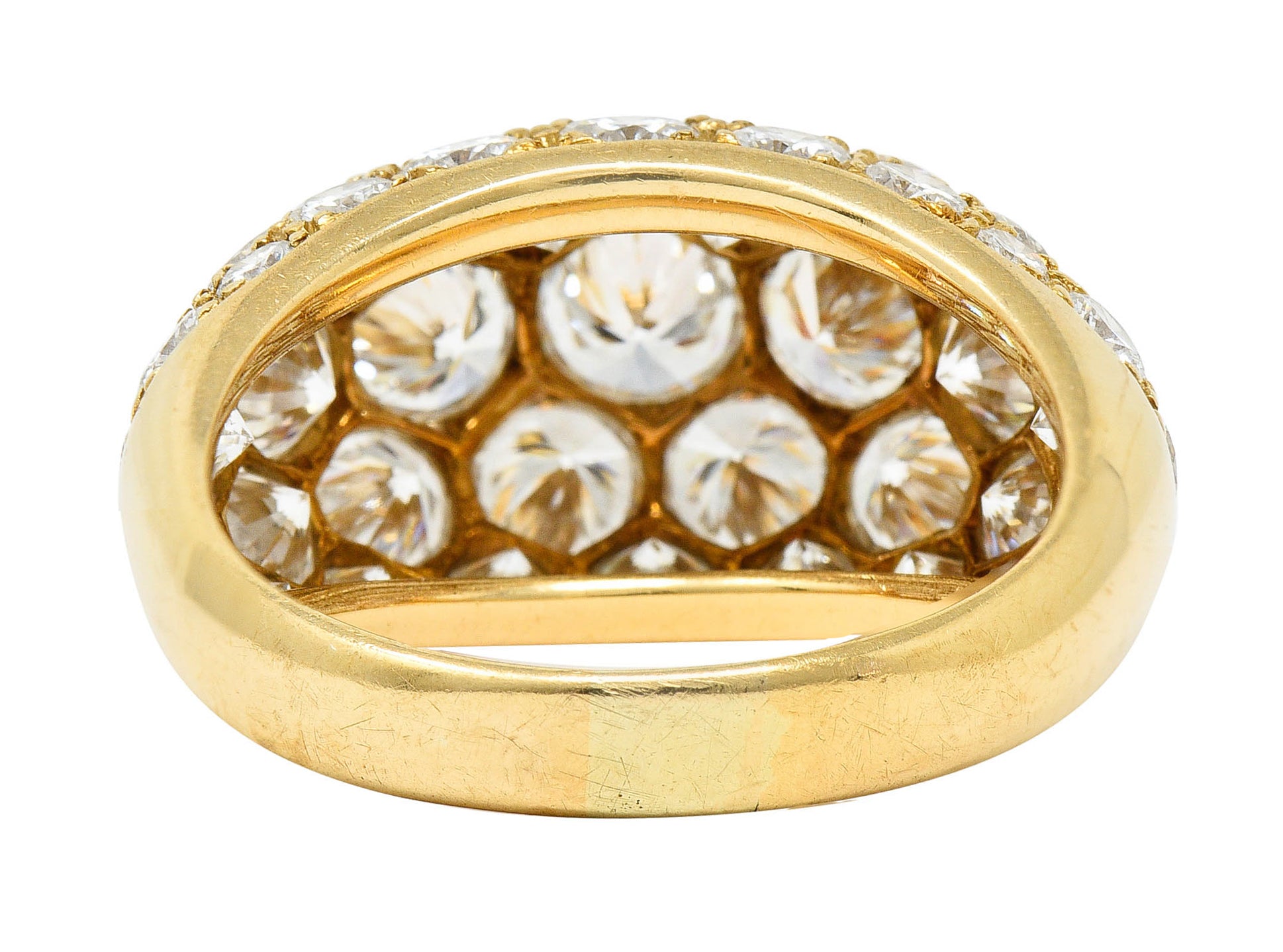 Oscar Heyman 7.50 CTW Pave Diamond 18 Karat Gold Bombe Band RingRing - Wilson's Estate Jewelry