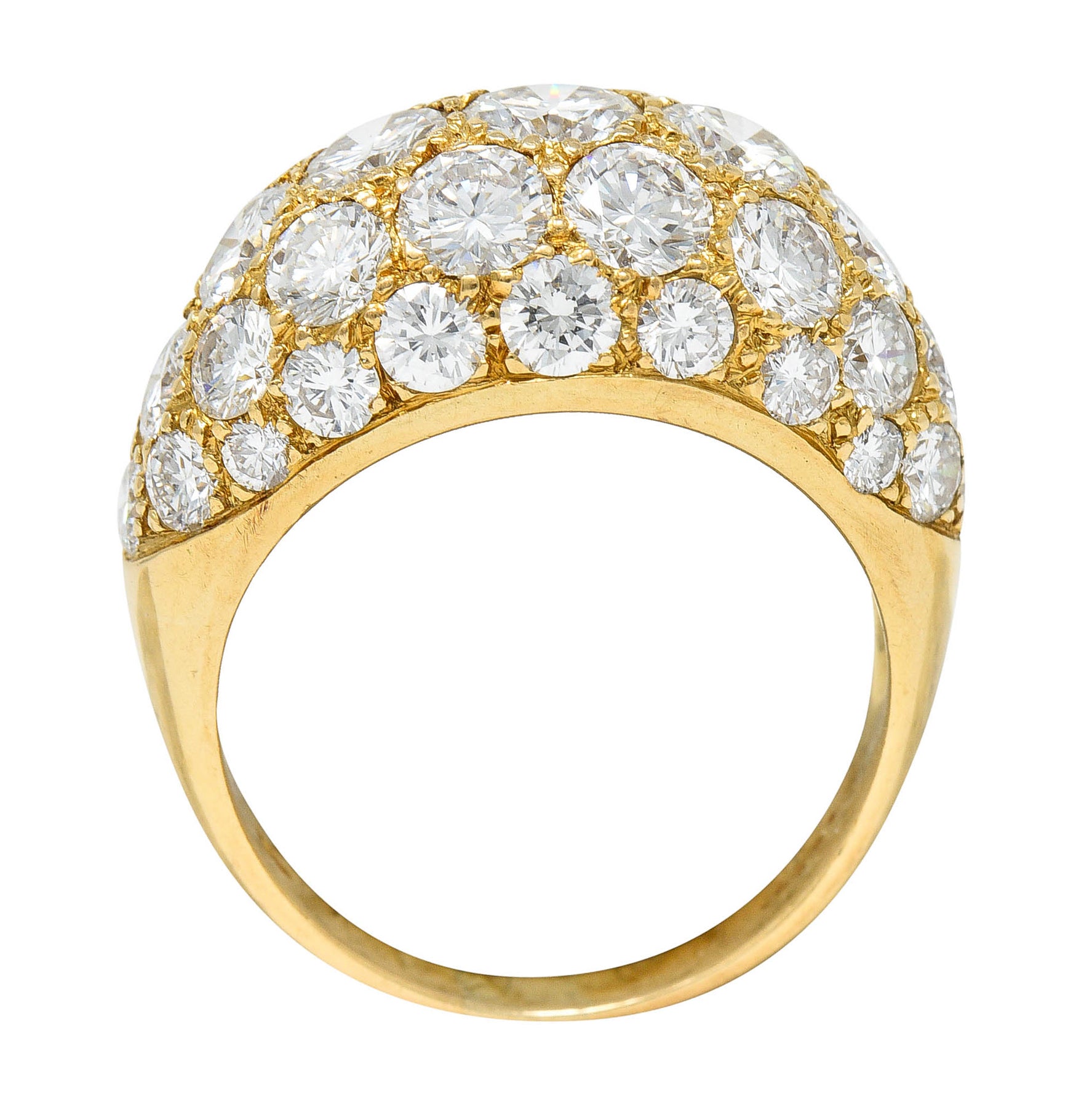 Oscar Heyman 7.50 CTW Pave Diamond 18 Karat Gold Bombe Band RingRing - Wilson's Estate Jewelry