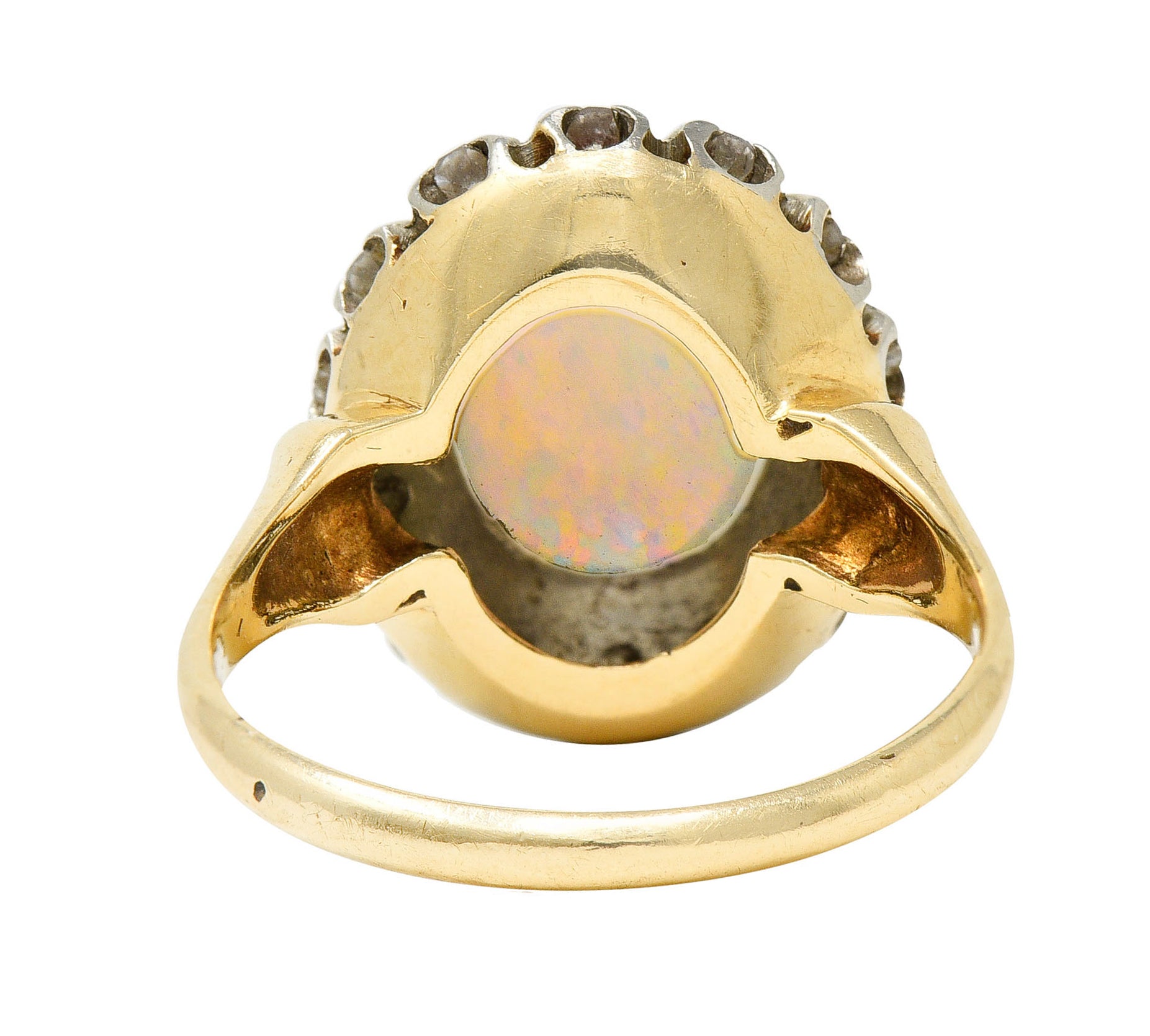 Art Deco Jelly Opal Diamond 14 Karat Two-Tone Gold Cluster RingRing - Wilson's Estate Jewelry