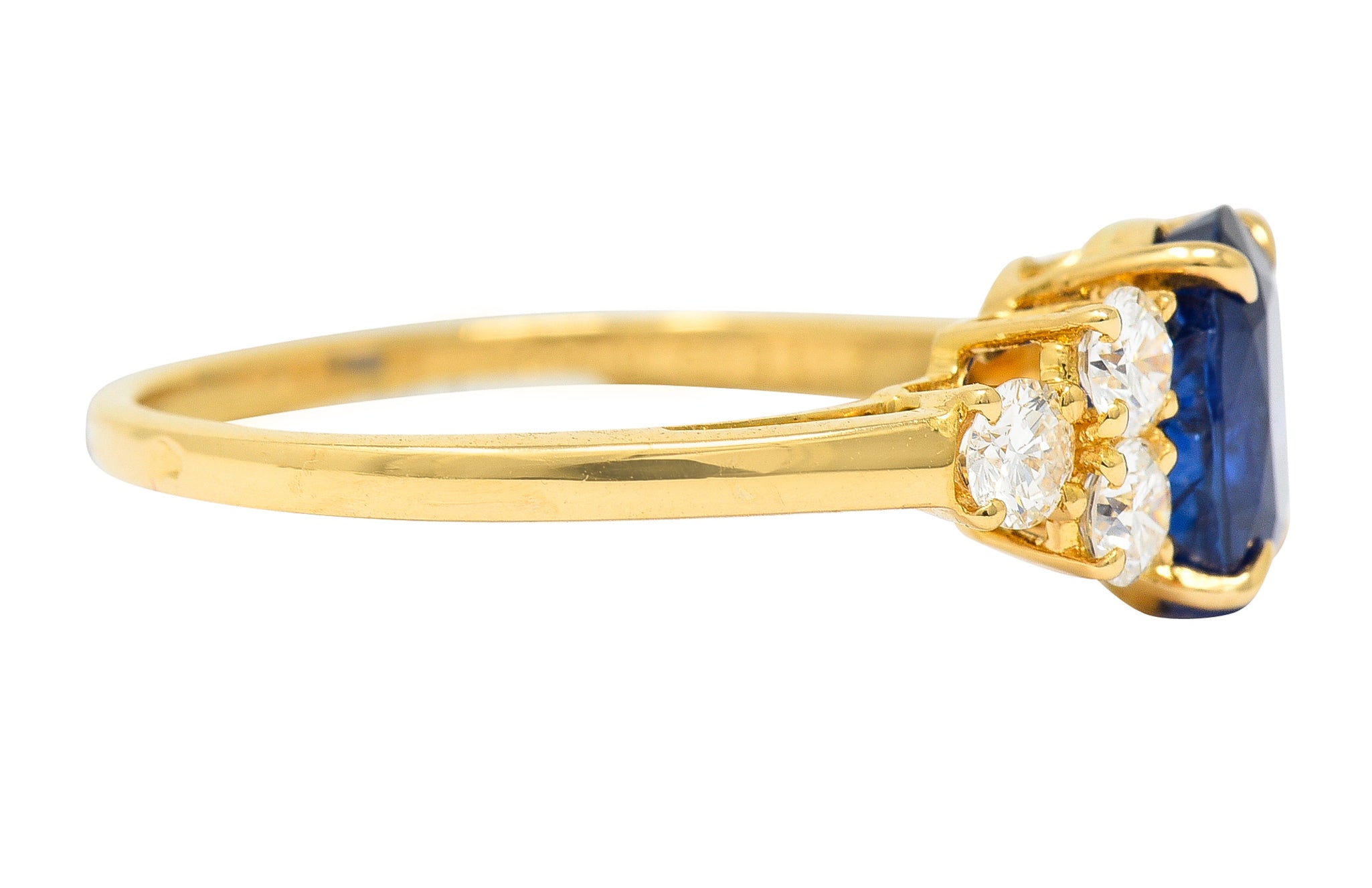 French Alexandre Reza 2.68 CTW No Heat Burma Sapphire Diamond 18 Karat Yellow Gold Ring AGL Wilson's Estate Jewelry