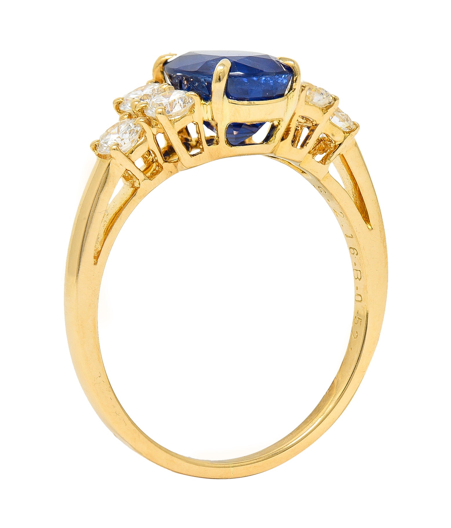 French Alexandre Reza 2.68 CTW No Heat Burma Sapphire Diamond 18 Karat Yellow Gold Ring AGL Wilson's Estate Jewelry