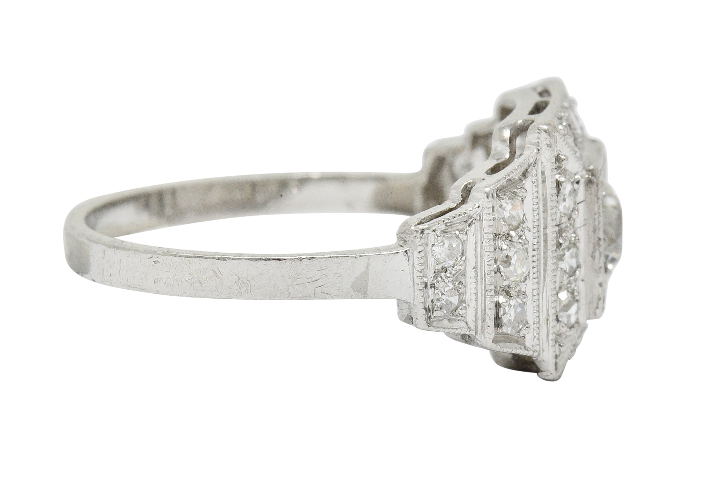 Art Deco 0.70 CTW Diamond Platinum Square Stepped Engagement RingRing - Wilson's Estate Jewelry