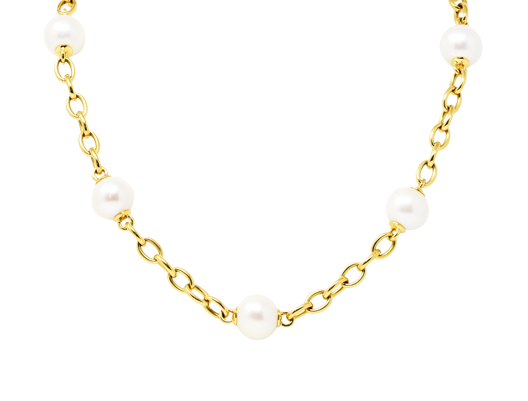 Seaman Schepps Vintage South Sea Pearl 18 Karat Gold Seville Station NecklaceNecklaces - Wilson's Estate Jewelry