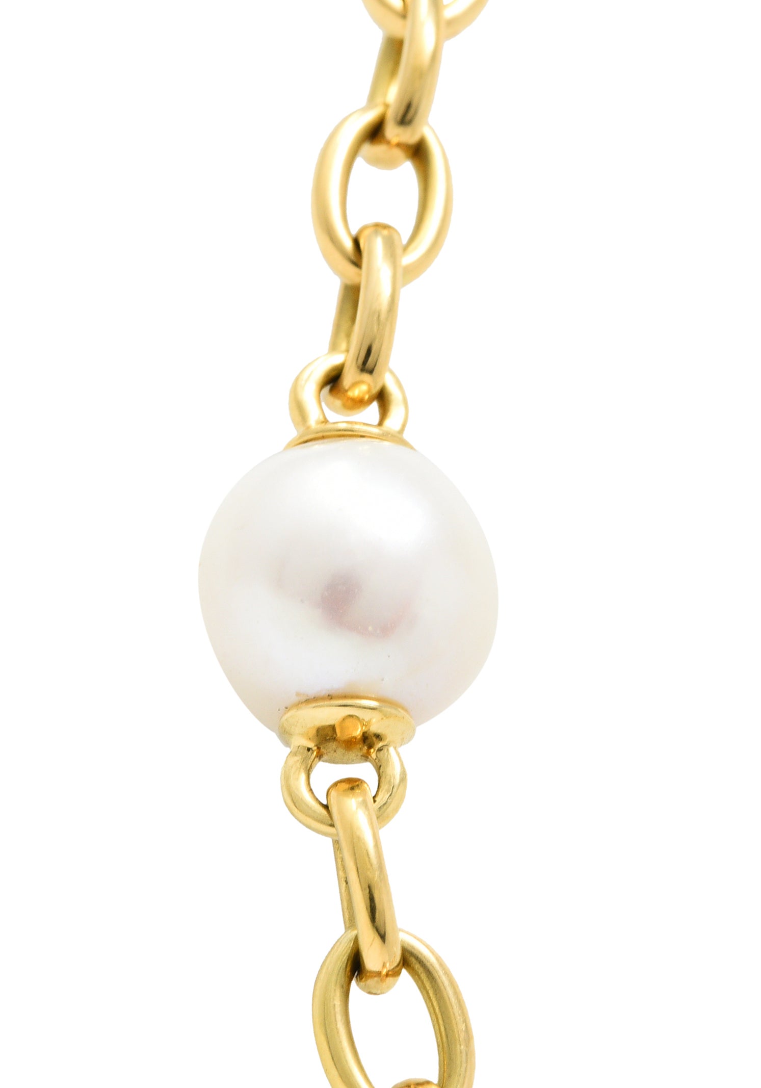 Seaman Schepps Vintage South Sea Pearl 18 Karat Gold Seville Station NecklaceNecklaces - Wilson's Estate Jewelry