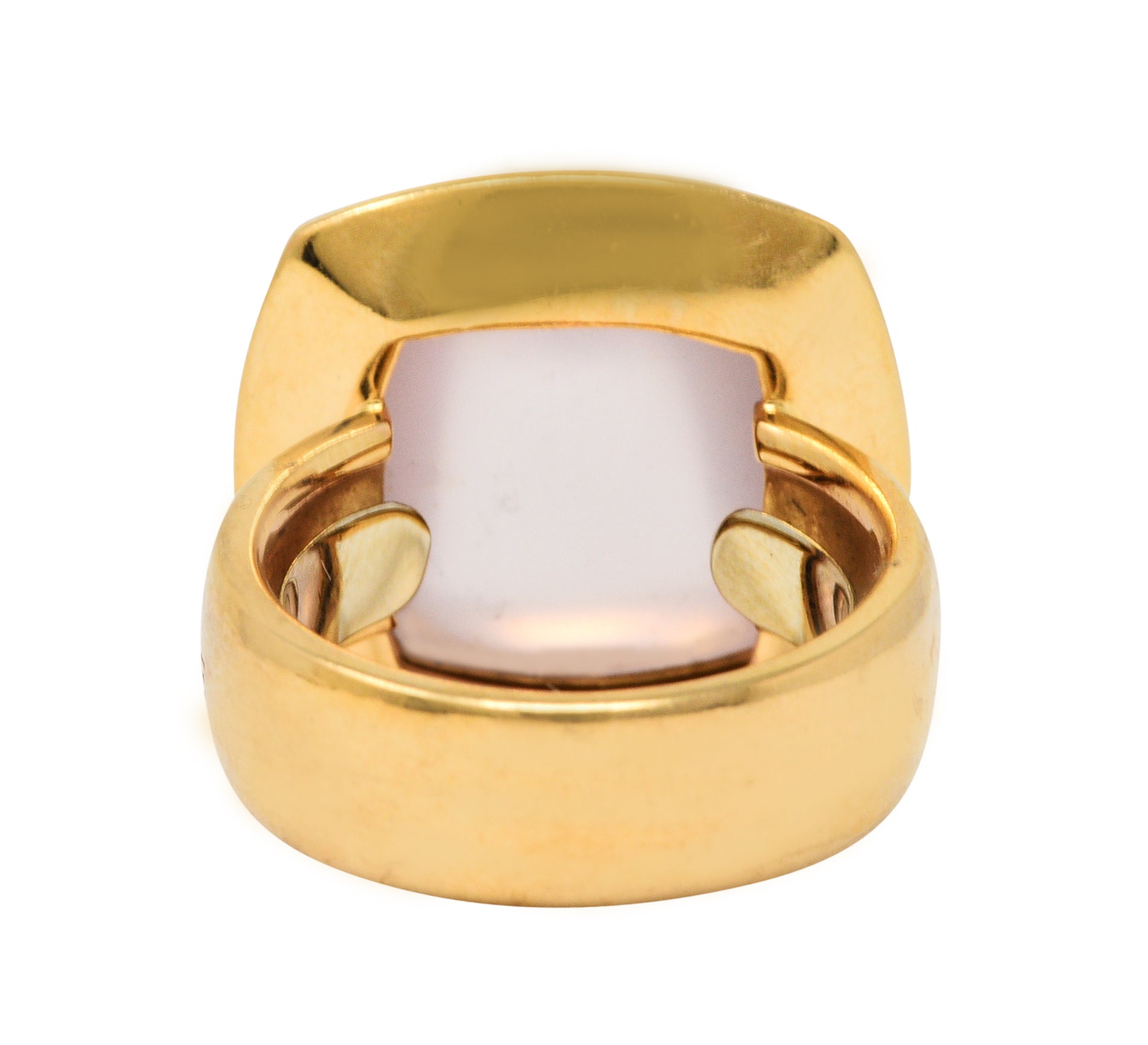 Valente Rose Quartz Diamond 18 Karat Gold Cabochon Gemstone RingRing - Wilson's Estate Jewelry