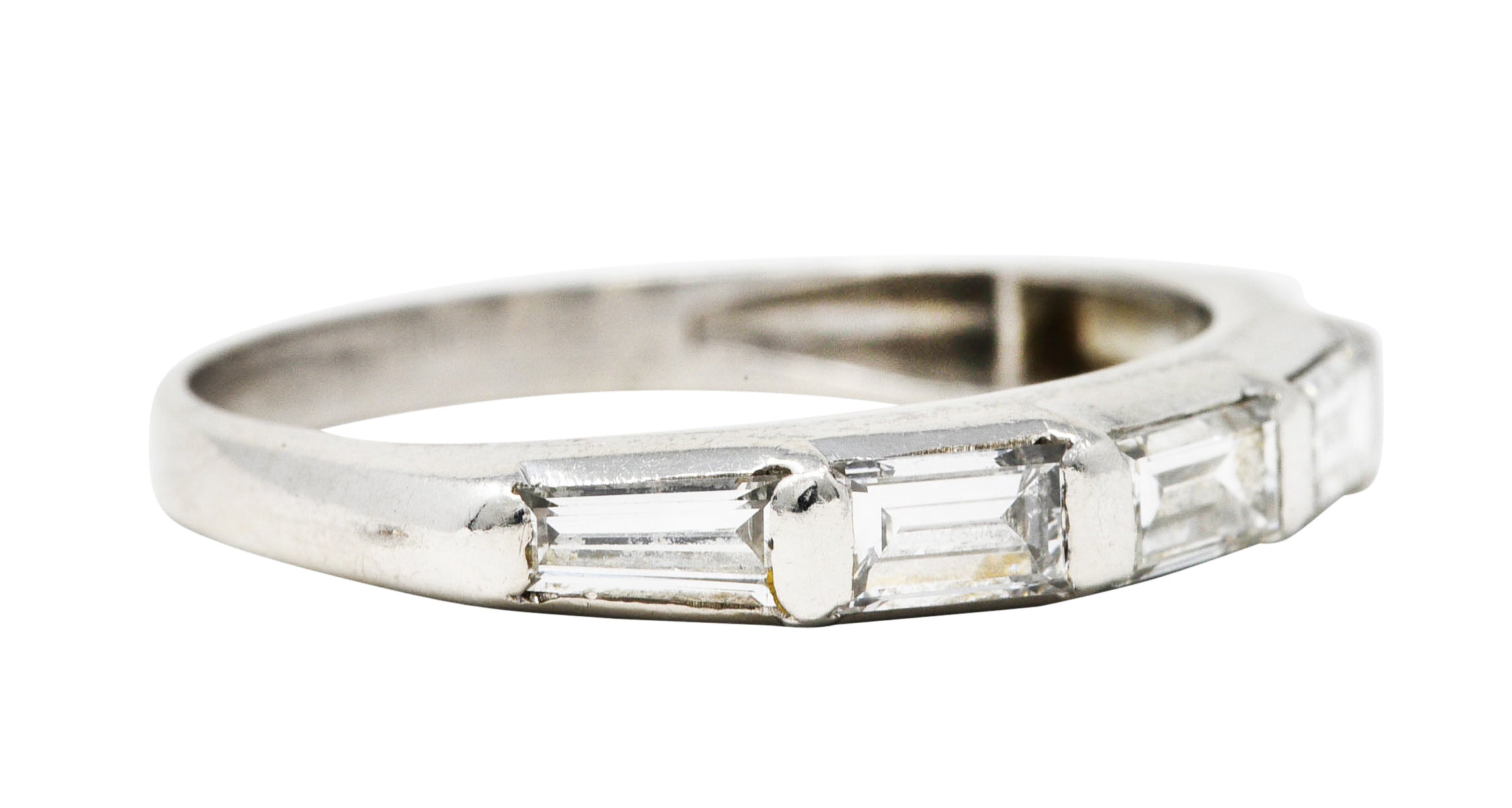 Mid-Century 1.00 CTW Baguette Diamond Platinum Wedding Band RingRing - Wilson's Estate Jewelry