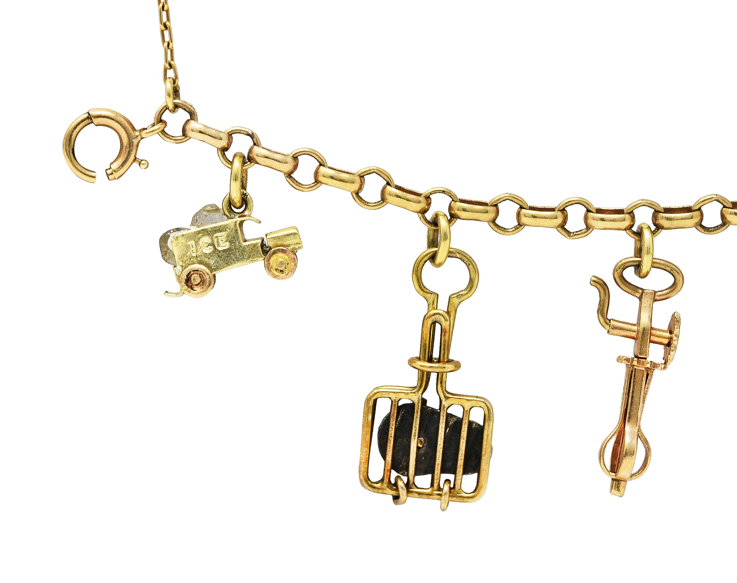 Ballou & Co. Inc. Antique Enamel Two-Tone Gold Charm BraceletBracelet - Wilson's Estate Jewelry