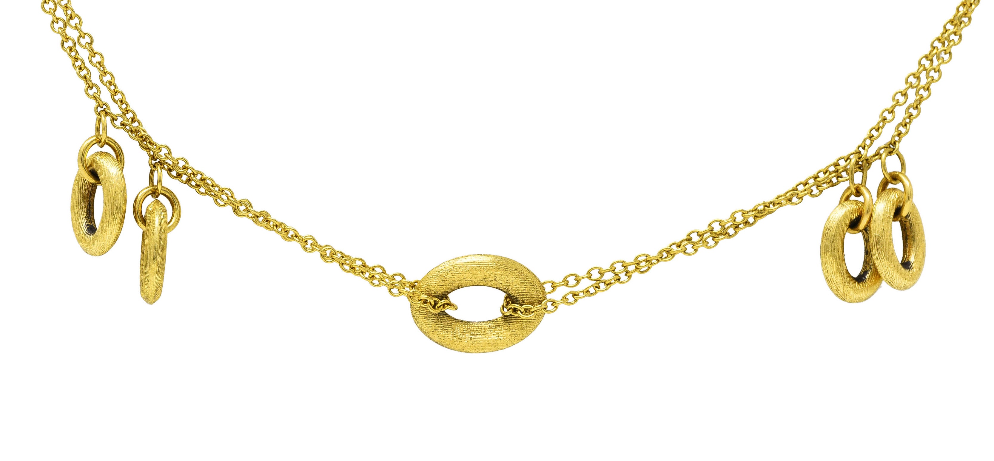 Nanis Contemporary 18 Karat Yellow Gold Brushed Olga Chain Necklace Wilson's Estate Jewelry