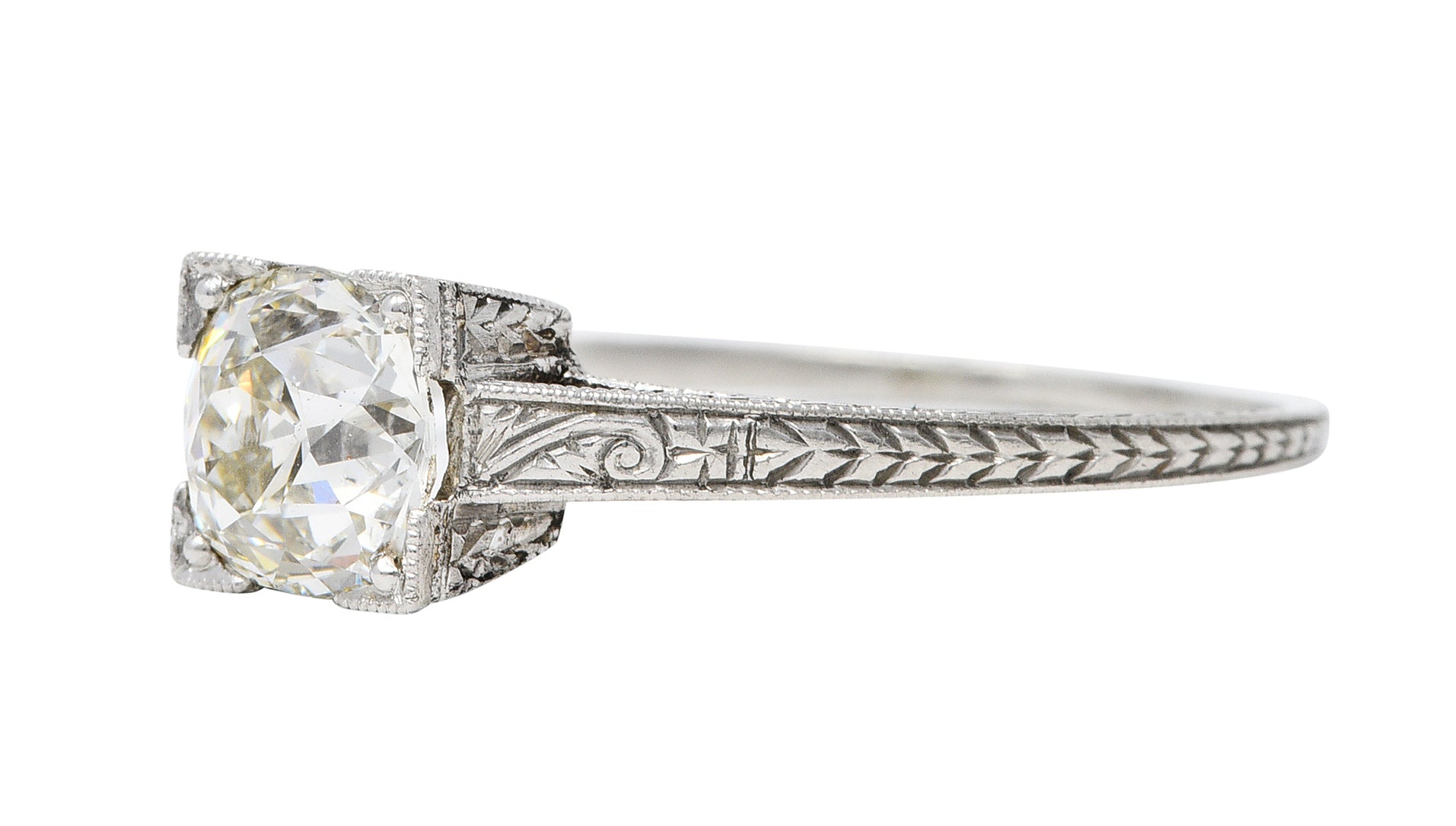 Art Deco 1.00 CTW Diamond Platinum Wheat Engagement RingRing - Wilson's Estate Jewelry