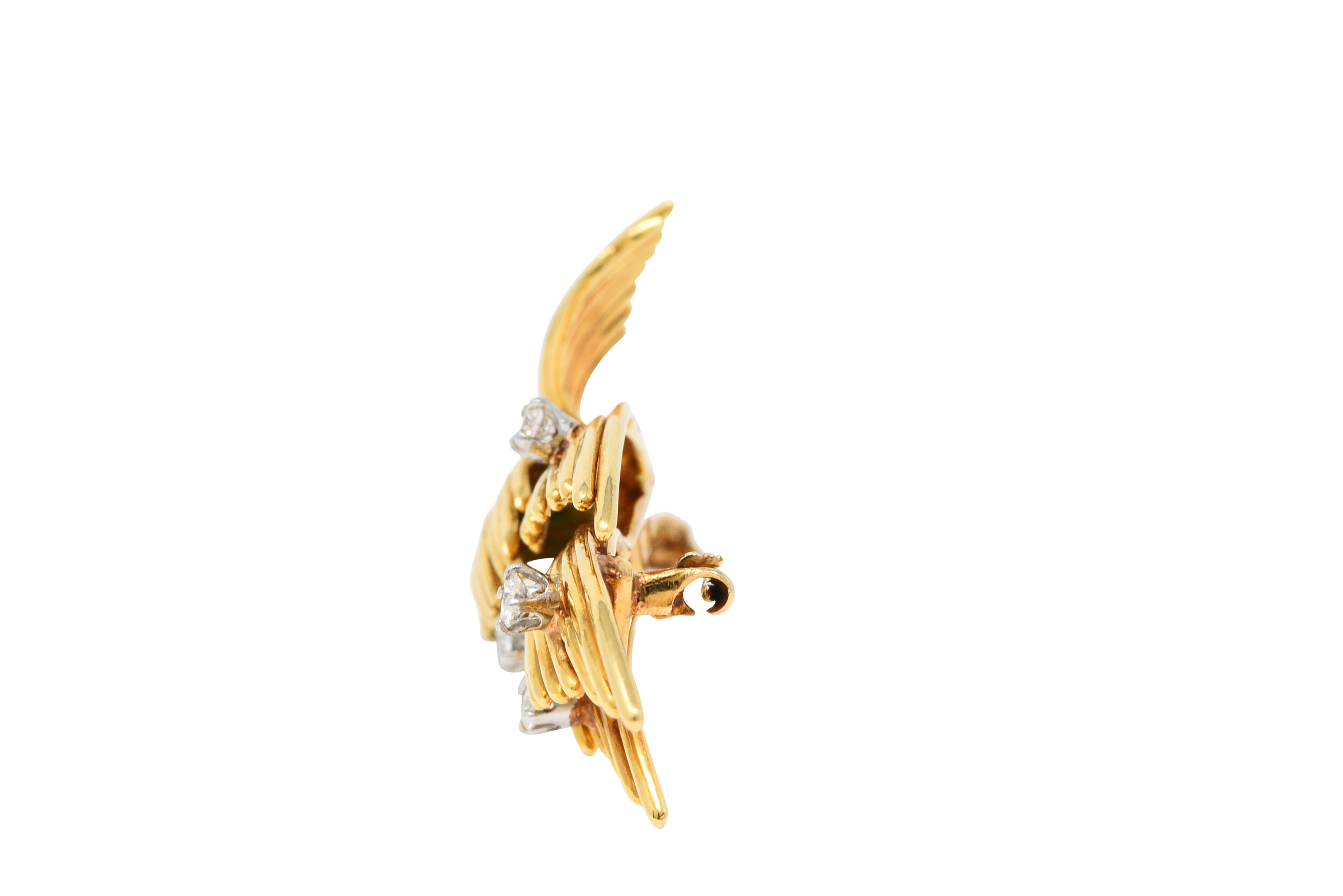 Ruser Jade Baroque Pearl Diamond Sapphire Platinum 18 Karat Gold Bird Brooch Circa 1960Brooch - Wilson's Estate Jewelry