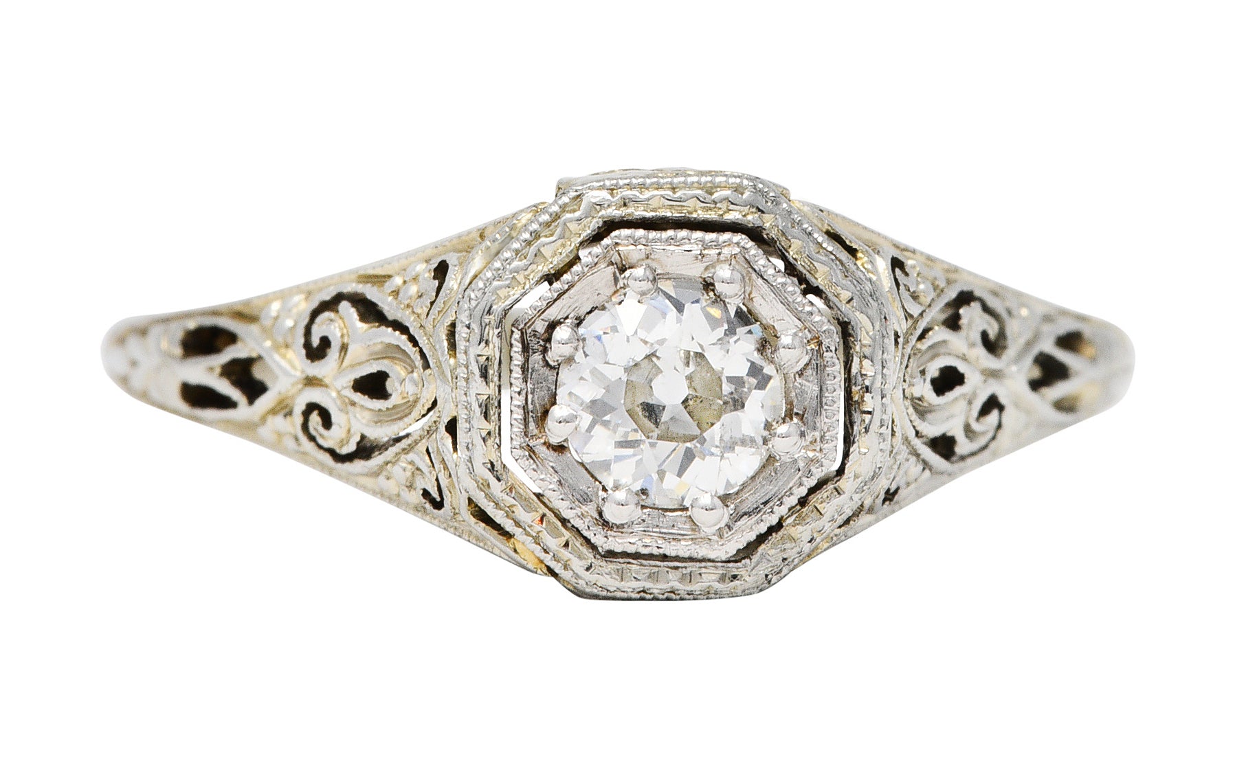 Early Art Deco 0.25 CTW Diamond 18 Karat Platinum-Topped Engagement Ring Circa 1920sRing - Wilson's Estate Jewelry