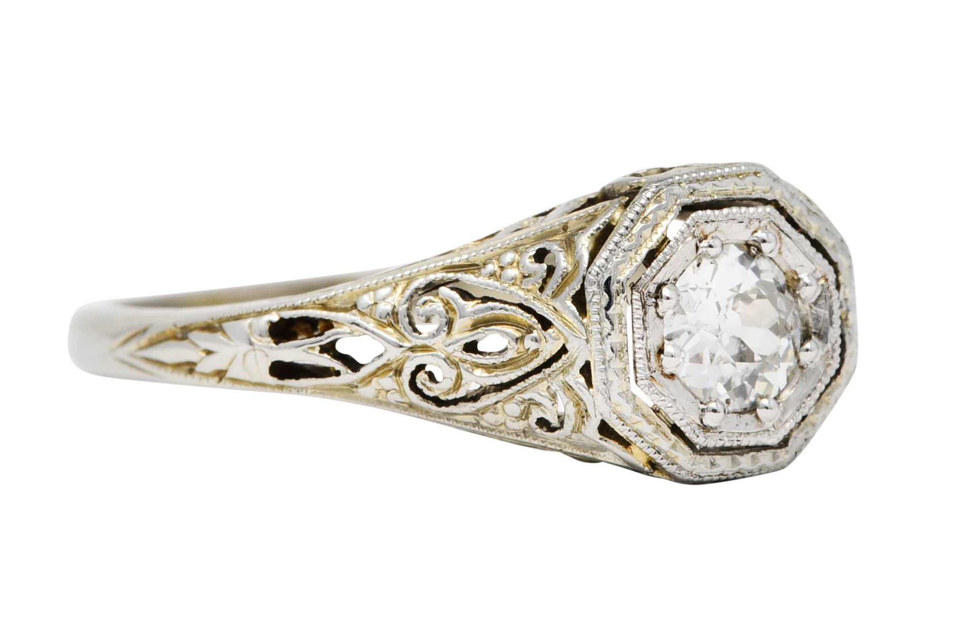 Early Art Deco 0.25 CTW Diamond 18 Karat Platinum-Topped Engagement Ring Circa 1920sRing - Wilson's Estate Jewelry