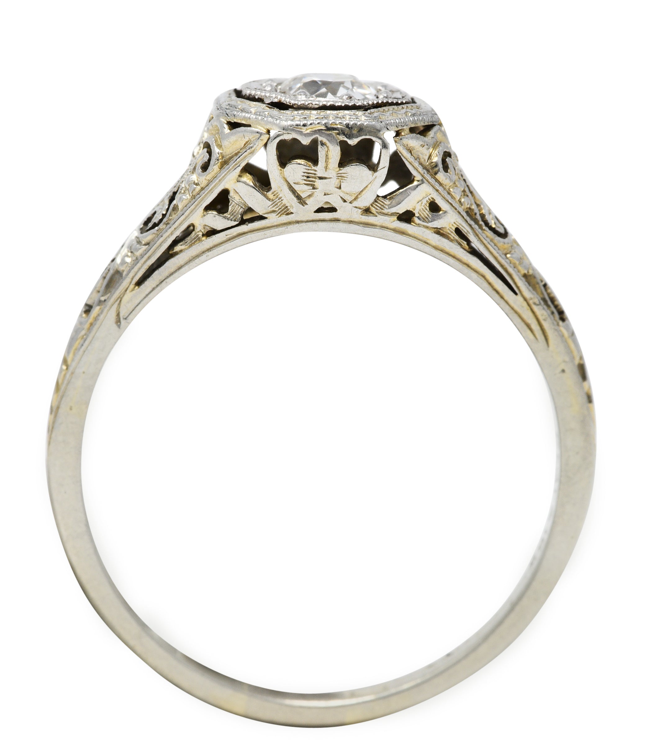 Early Art Deco 0.25 CTW Diamond 18 Karat Platinum-Topped Engagement Ring Circa 1920sRing - Wilson's Estate Jewelry