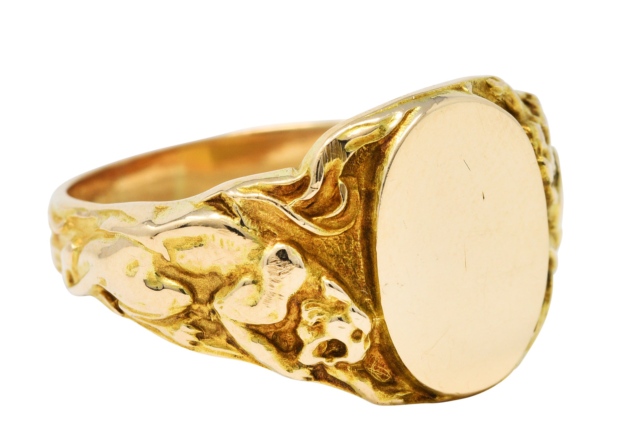 1900 Victorian 14 Karat Gold Men's Jaguar Signet RingRing - Wilson's Estate Jewelry