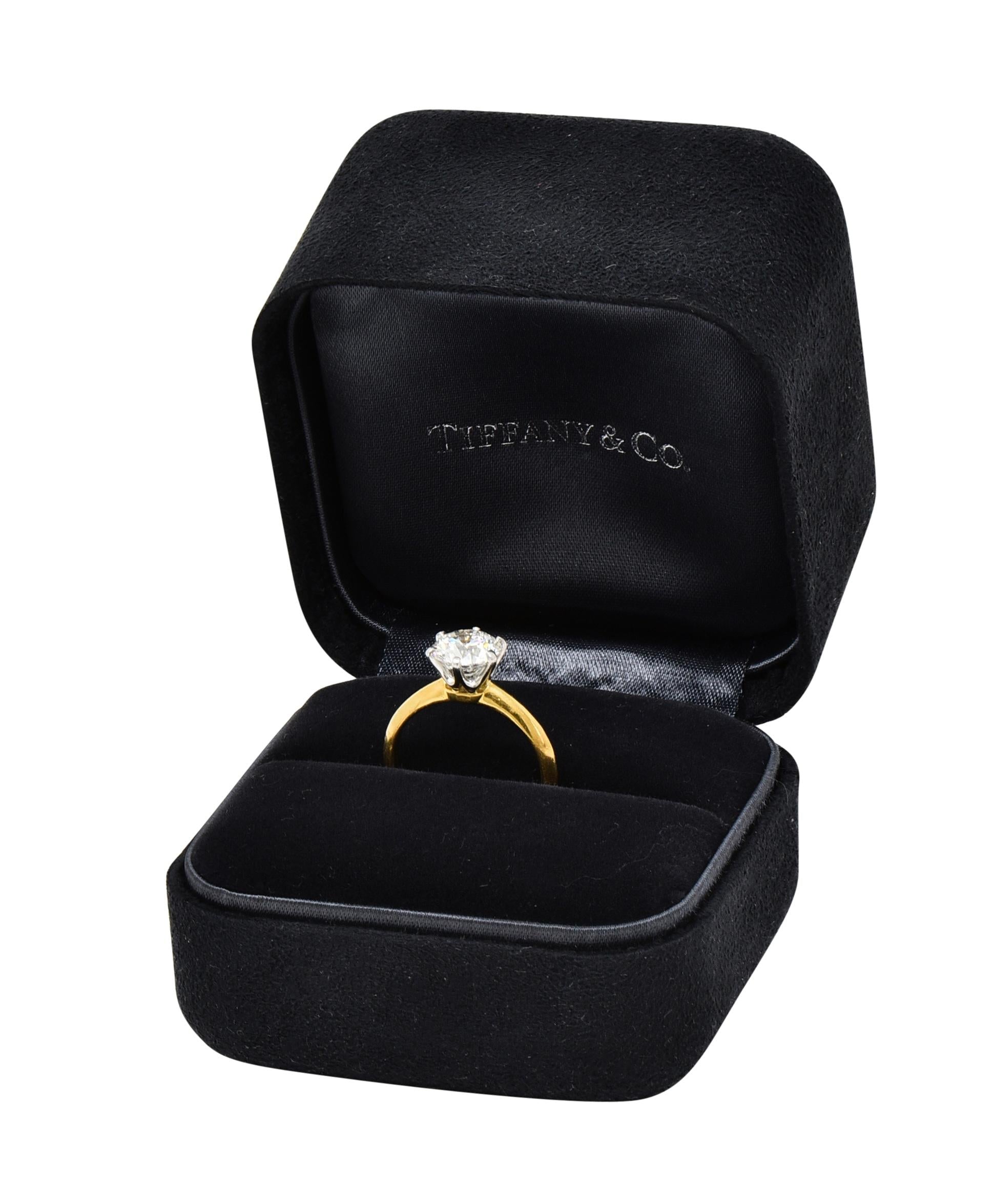 Tiffany & Co. 1.65 CTW Diamond Platinum 18 Karat Yellow Gold Engagement Ring GIA