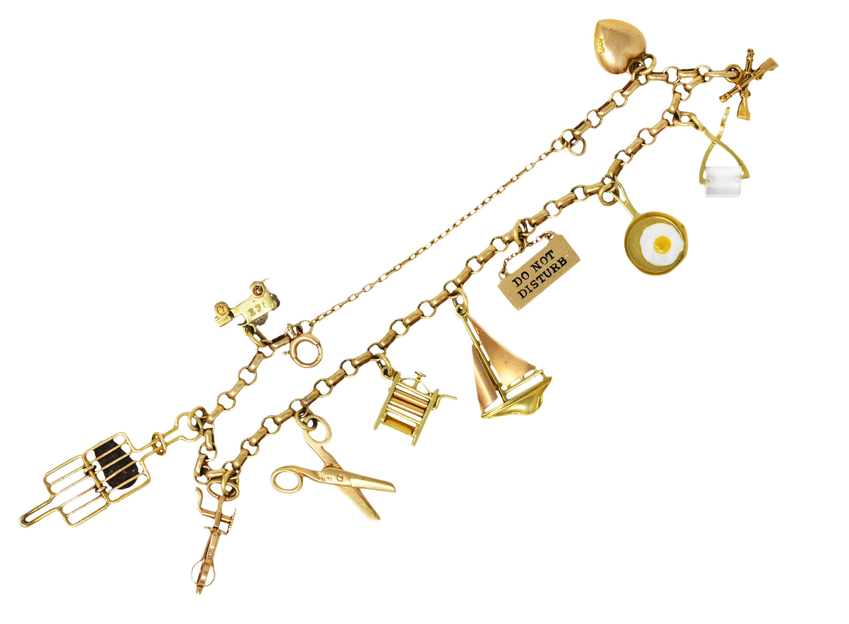 Ballou & Co. Inc. Antique Enamel Two-Tone Gold Charm BraceletBracelet - Wilson's Estate Jewelry