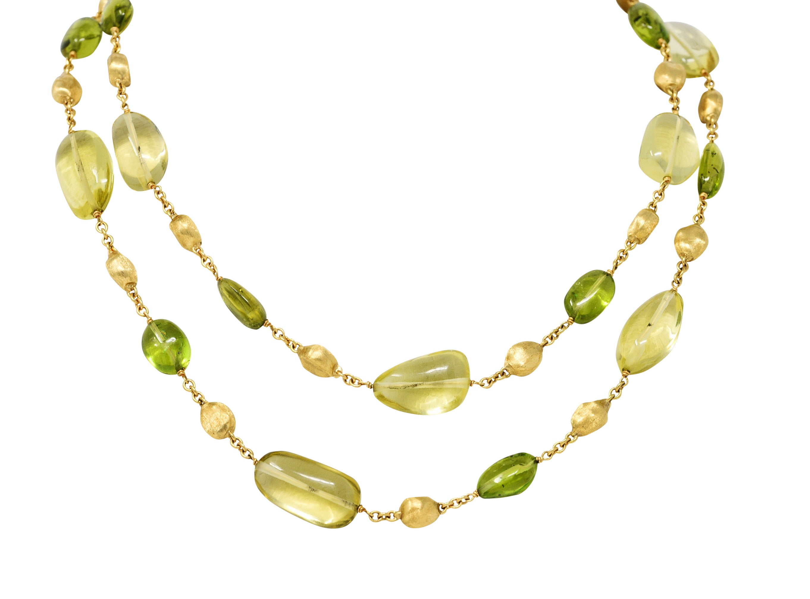 Marco Bicego Peridot Lemon Quartz 18 Karat Gold Gemstone Station NecklaceNecklace - Wilson's Estate Jewelry