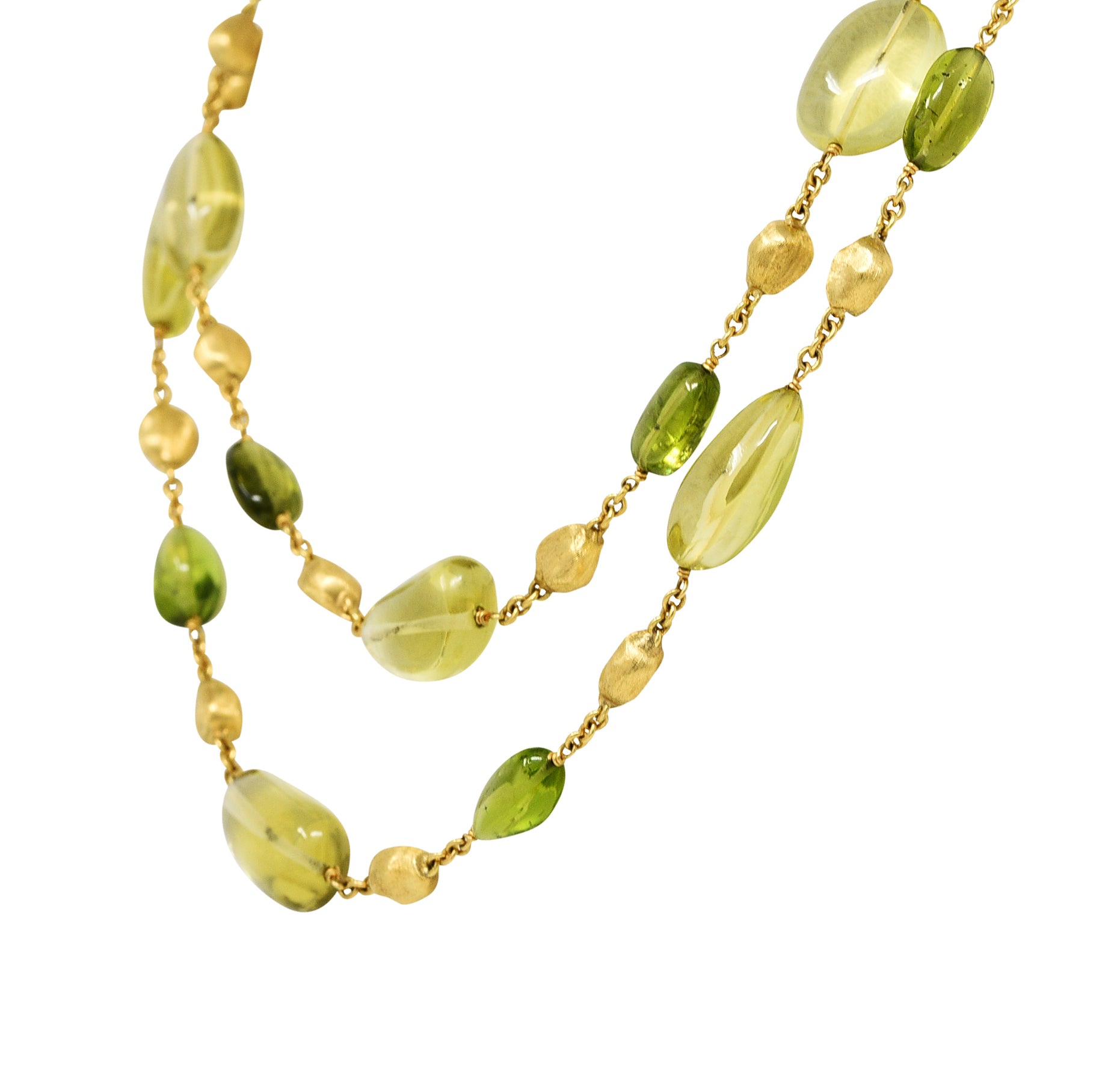 Marco Bicego Peridot Lemon Quartz 18 Karat Gold Gemstone Station NecklaceNecklace - Wilson's Estate Jewelry