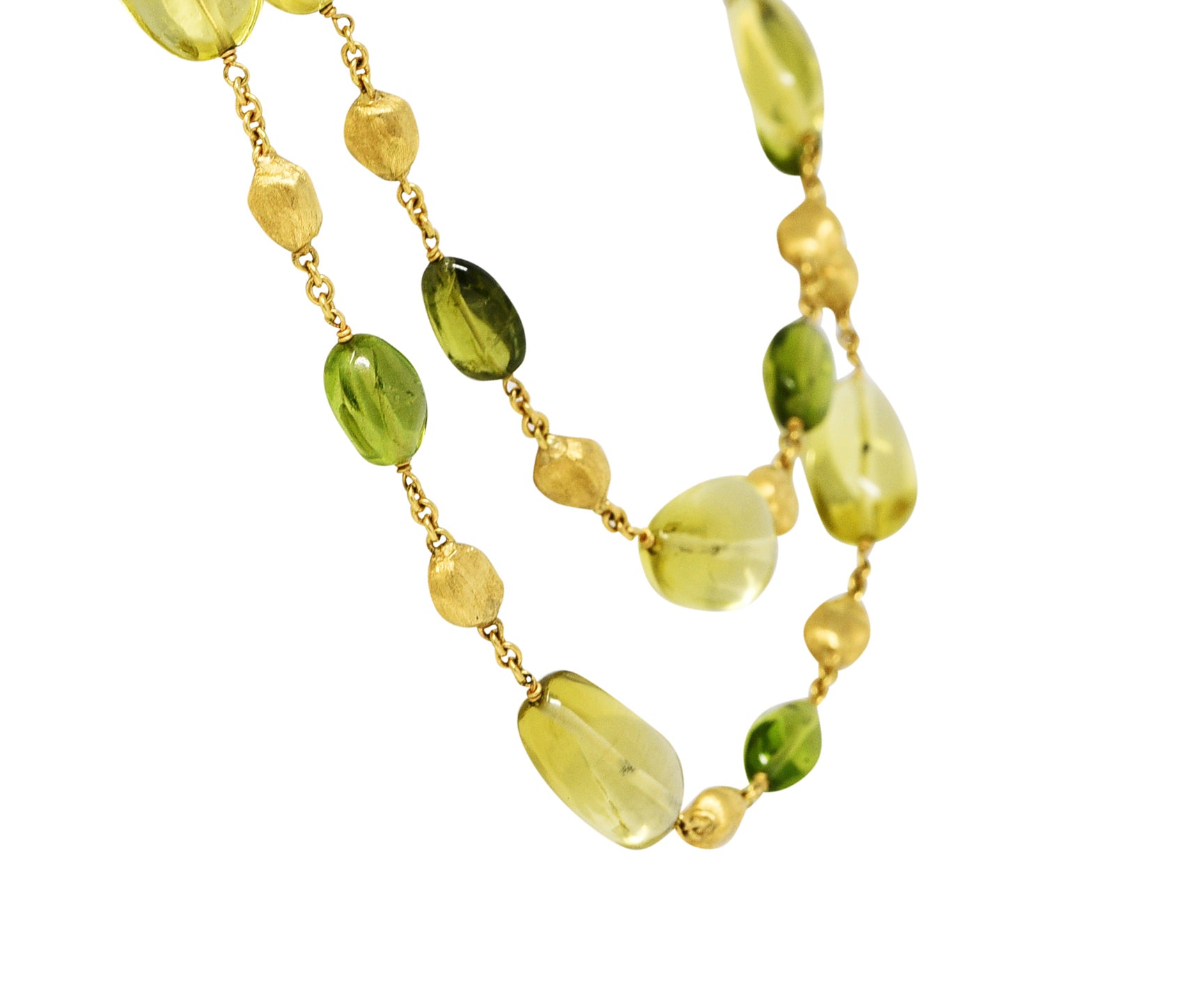 Marco Bicego Peridot Lemon Quartz 18 Karat Gold Gemstone Station NecklaceNecklace - Wilson's Estate Jewelry