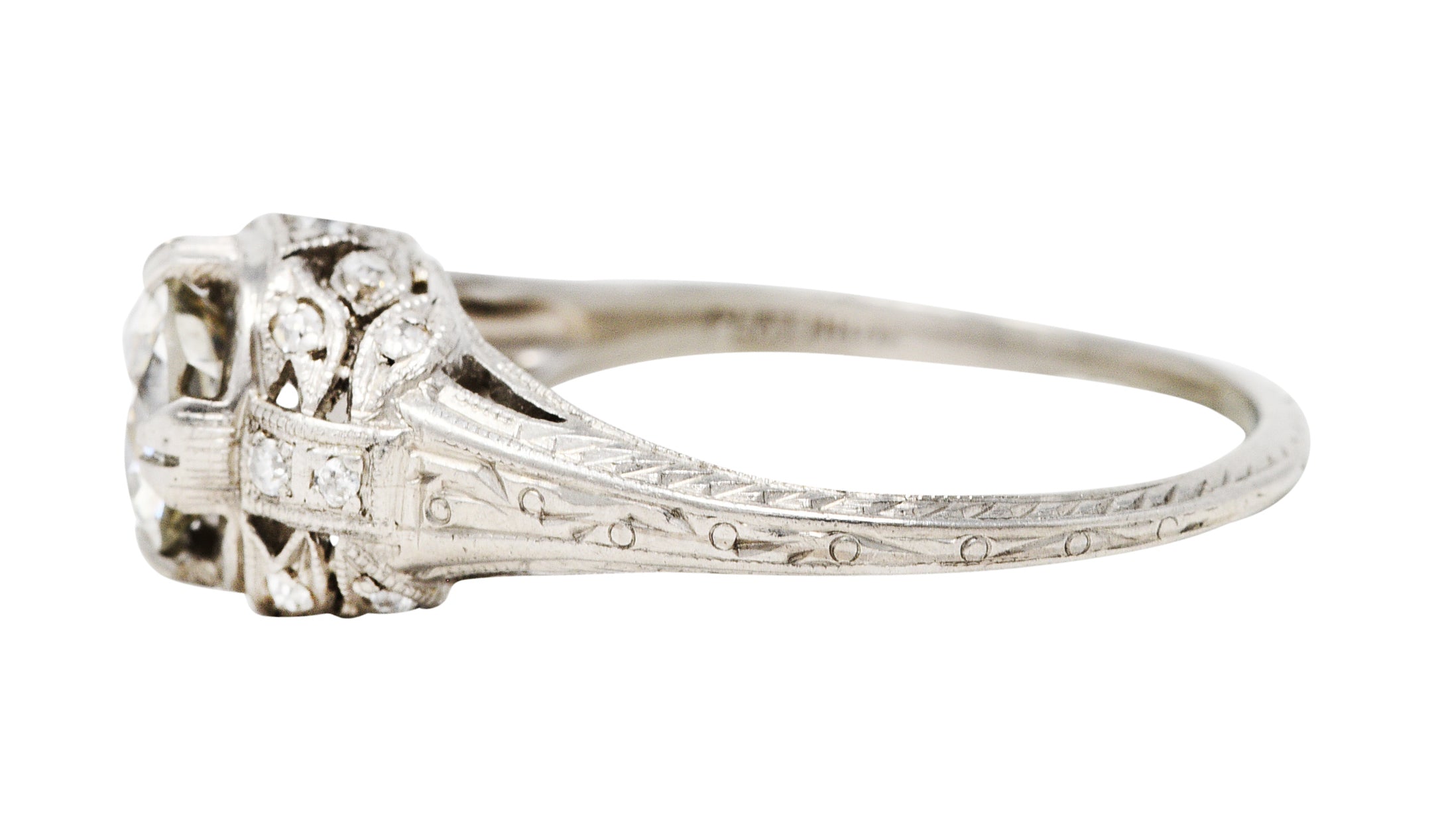 Antique Art Deco 1.15 CTW Diamond Platinum Laurel Engagement RingRing - Wilson's Estate Jewelry