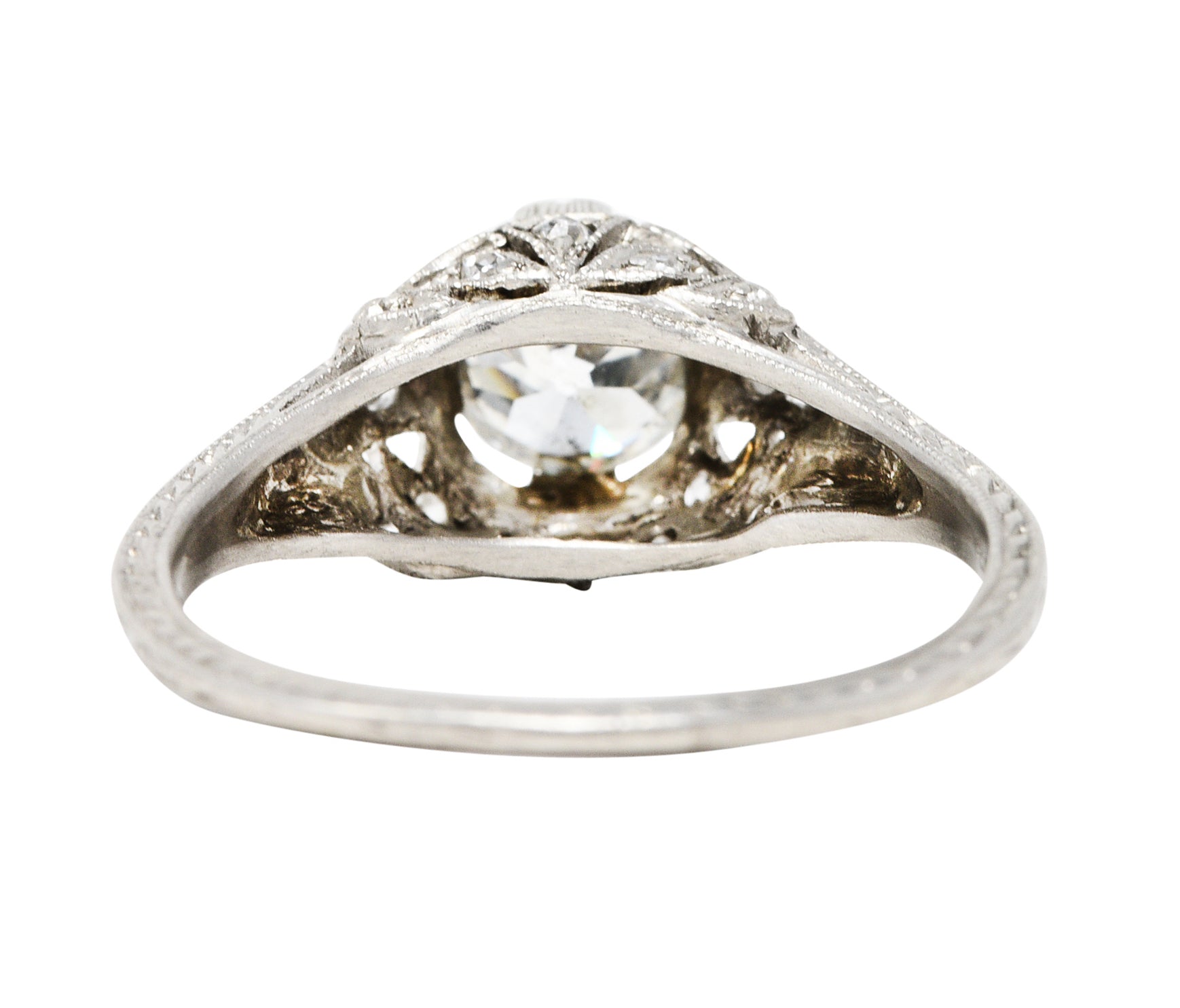 Antique Art Deco 1.15 CTW Diamond Platinum Laurel Engagement RingRing - Wilson's Estate Jewelry