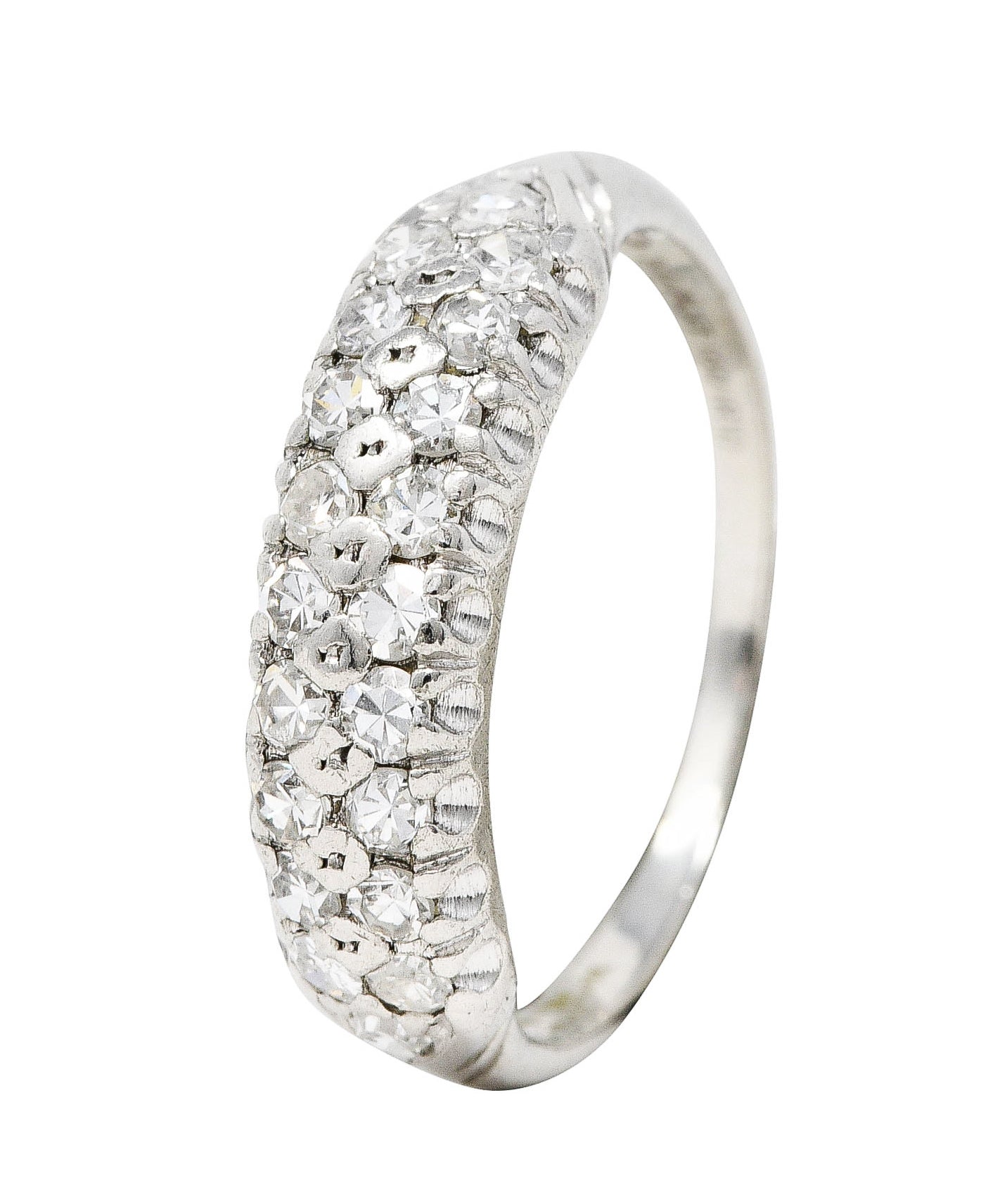 Late Art Deco 0.50 CTW Single Cut Diamond Platinum Cluster Band RingRing - Wilson's Estate Jewelry