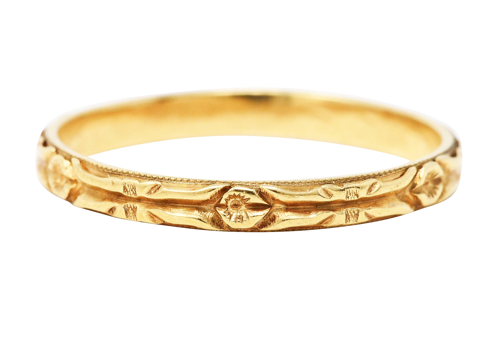 Sloves & Co. Early Art Deco 14 Karat Yellow Gold Floral Band RingRing - Wilson's Estate Jewelry