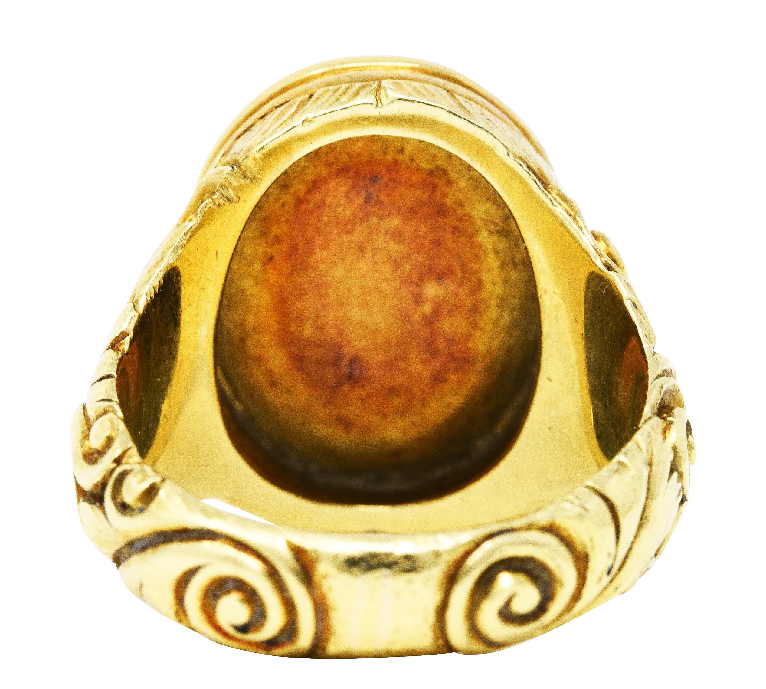 Scofield & Co. Art Nouveau 14 Karat Yellow Gold Scrolling Unisex Signet RingRing - Wilson's Estate Jewelry