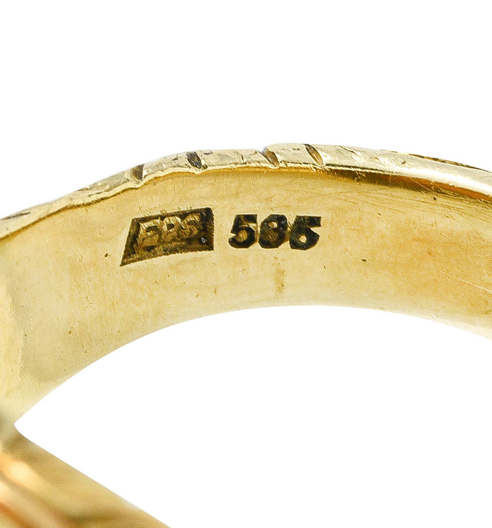 Scofield & Co. Art Nouveau 14 Karat Yellow Gold Scrolling Unisex Signet RingRing - Wilson's Estate Jewelry