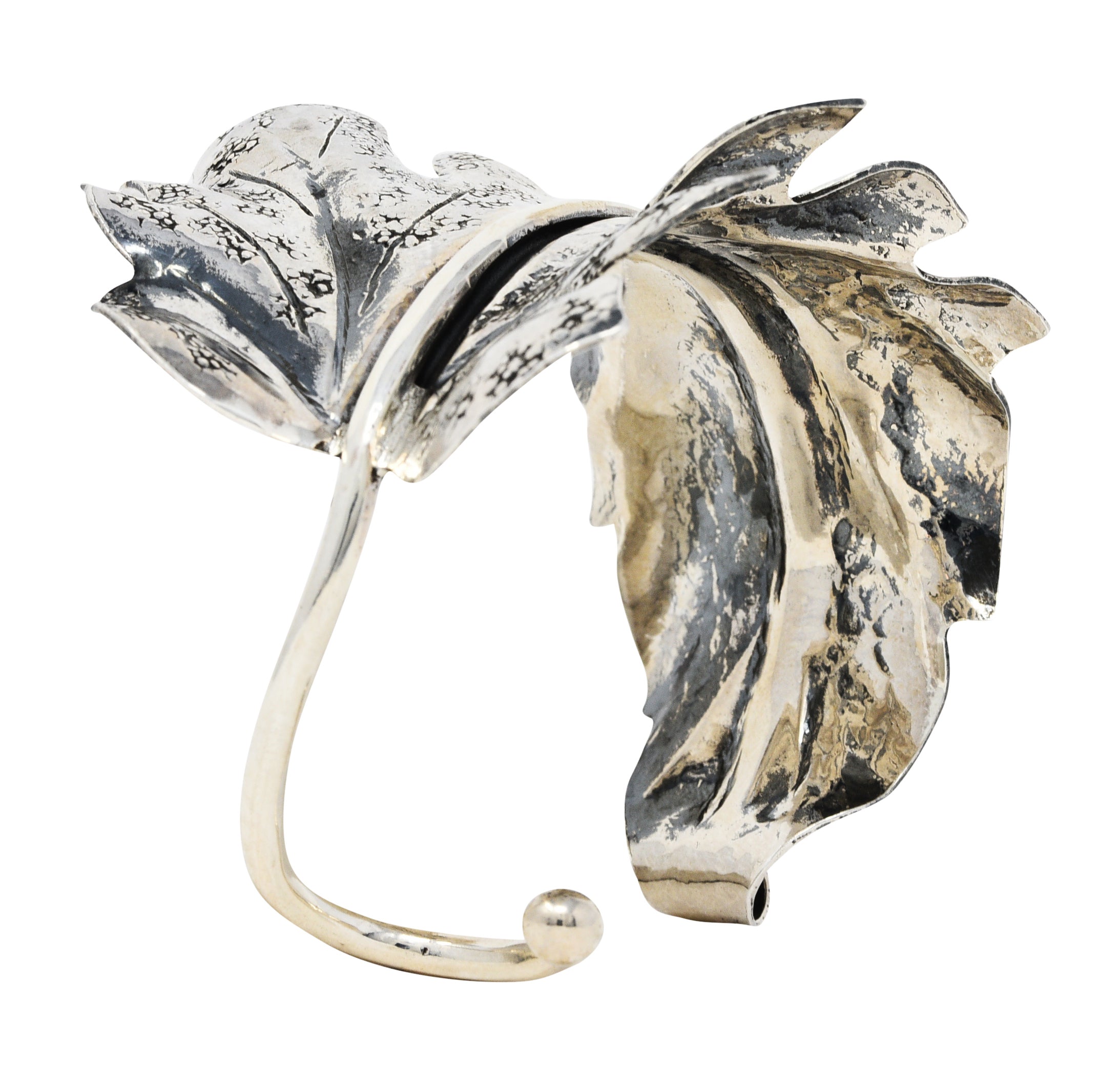 1970's Buccellati Sterling Silver Prestigi Leaf Cuff Braceletbracelet - Wilson's Estate Jewelry