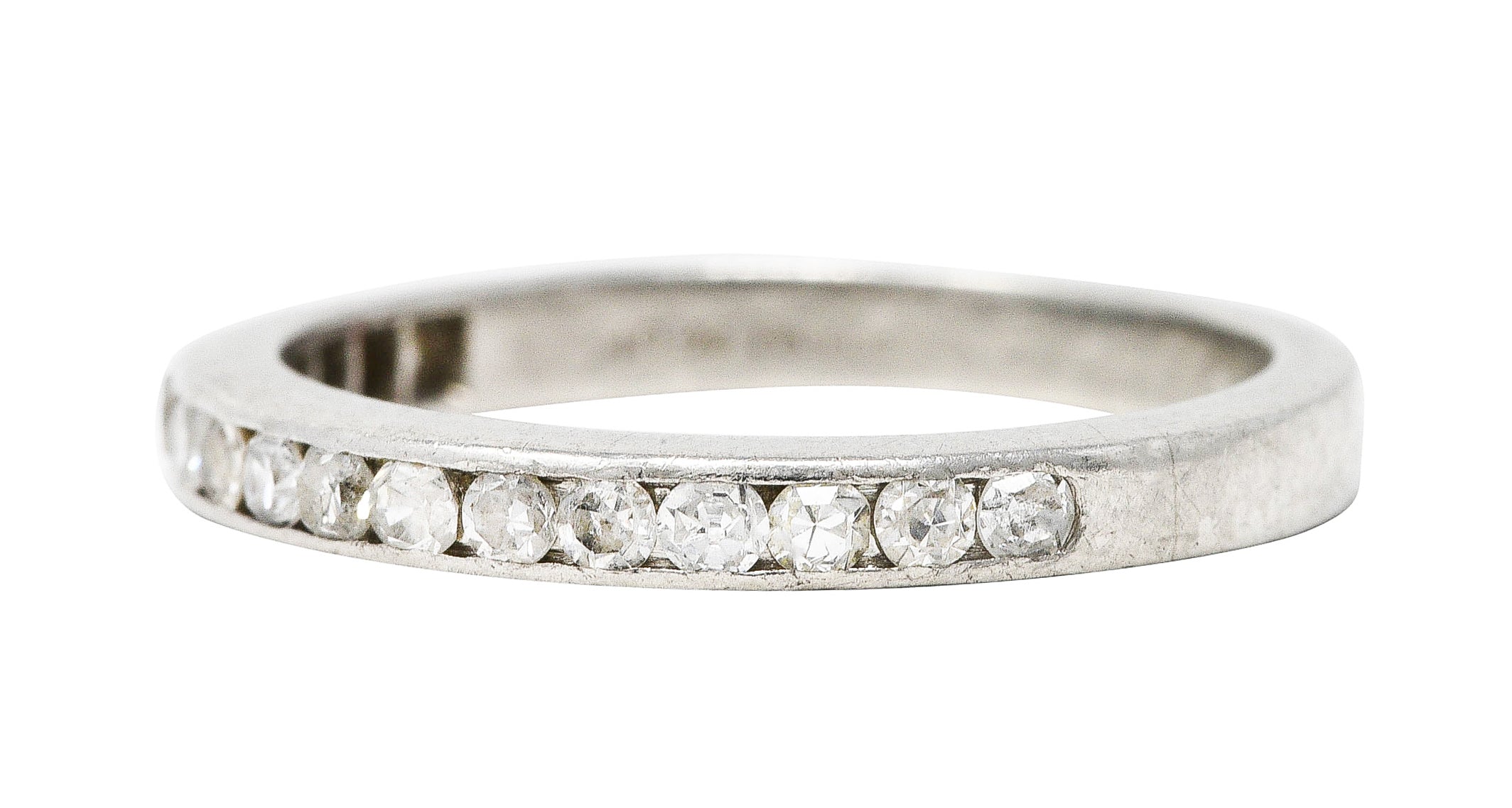 Mid-Century 0.50 CTW Single Cut Diamond Platinum Channel Band RingRing - Wilson's Estate Jewelry