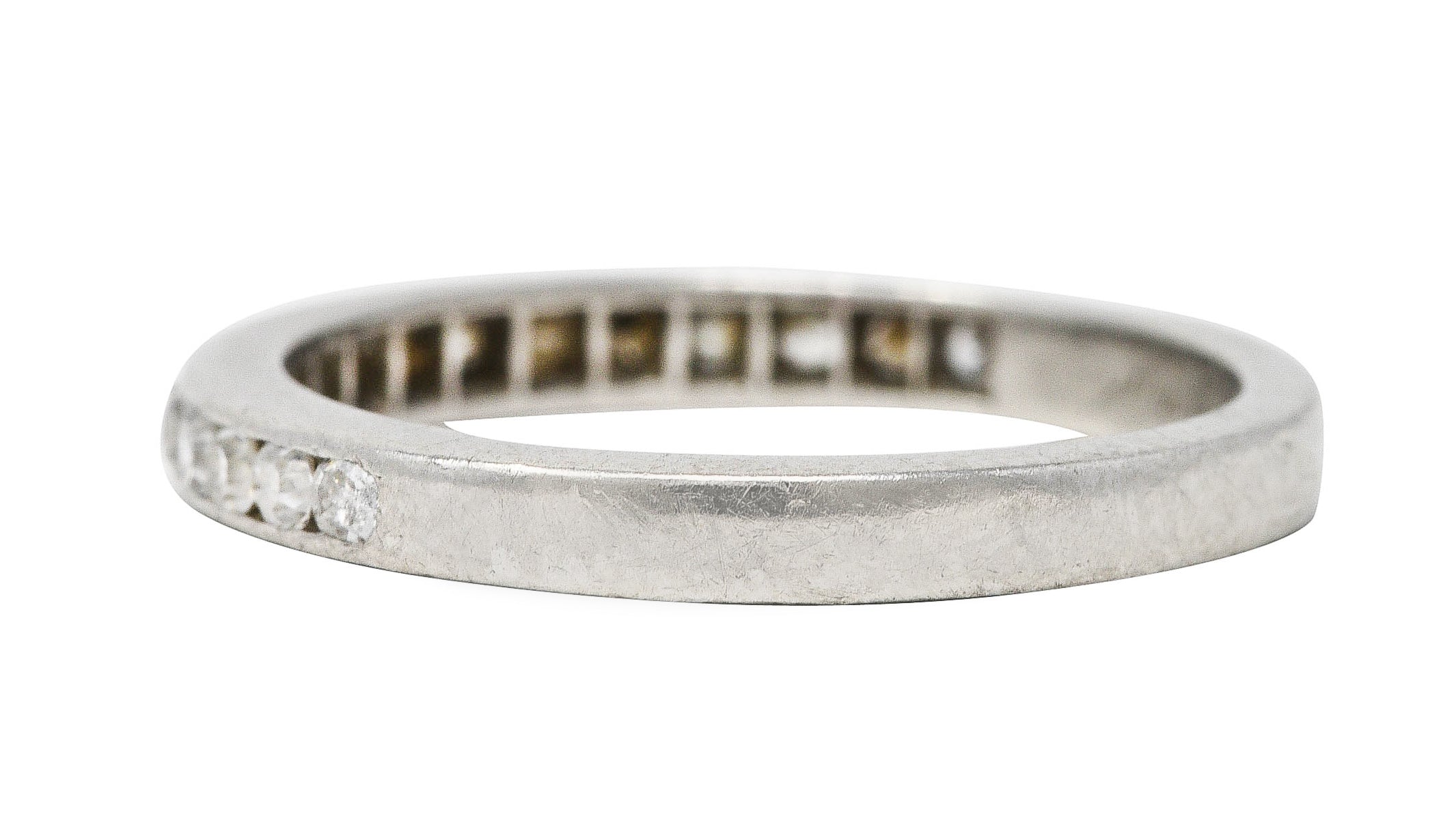 Mid-Century 0.50 CTW Single Cut Diamond Platinum Channel Band RingRing - Wilson's Estate Jewelry