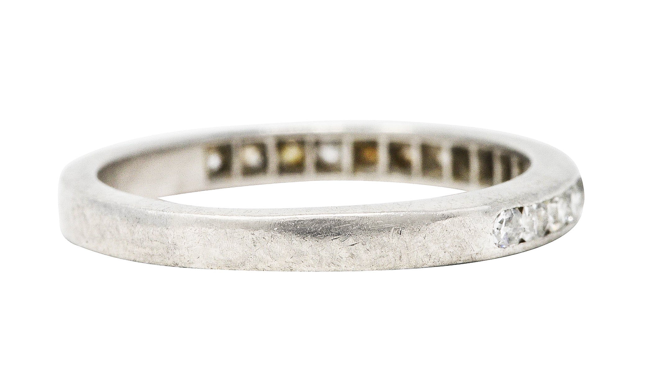 Mid-Century 0.50 CTW Single Cut Diamond Platinum Channel Band RingRing - Wilson's Estate Jewelry