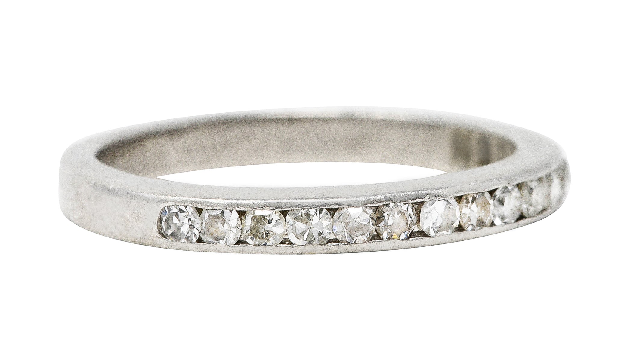 Mid-Century 0.50 CTW Single Cut Diamond Platinum Channel Band RingRing - Wilson's Estate Jewelry