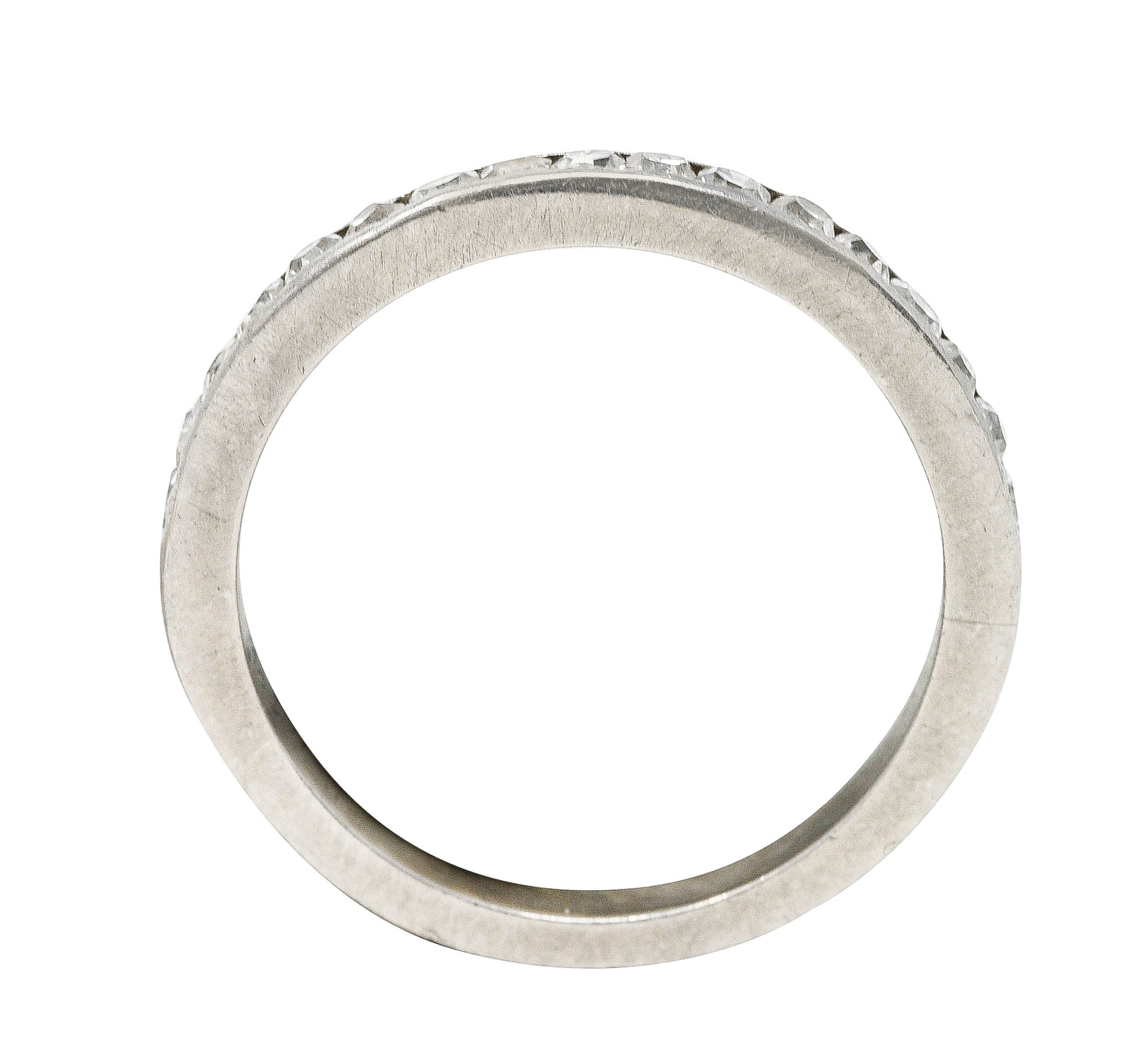 Mid-Century 0.50 CTW Single Cut Diamond Platinum Channel Band RingRing - Wilson's Estate Jewelry