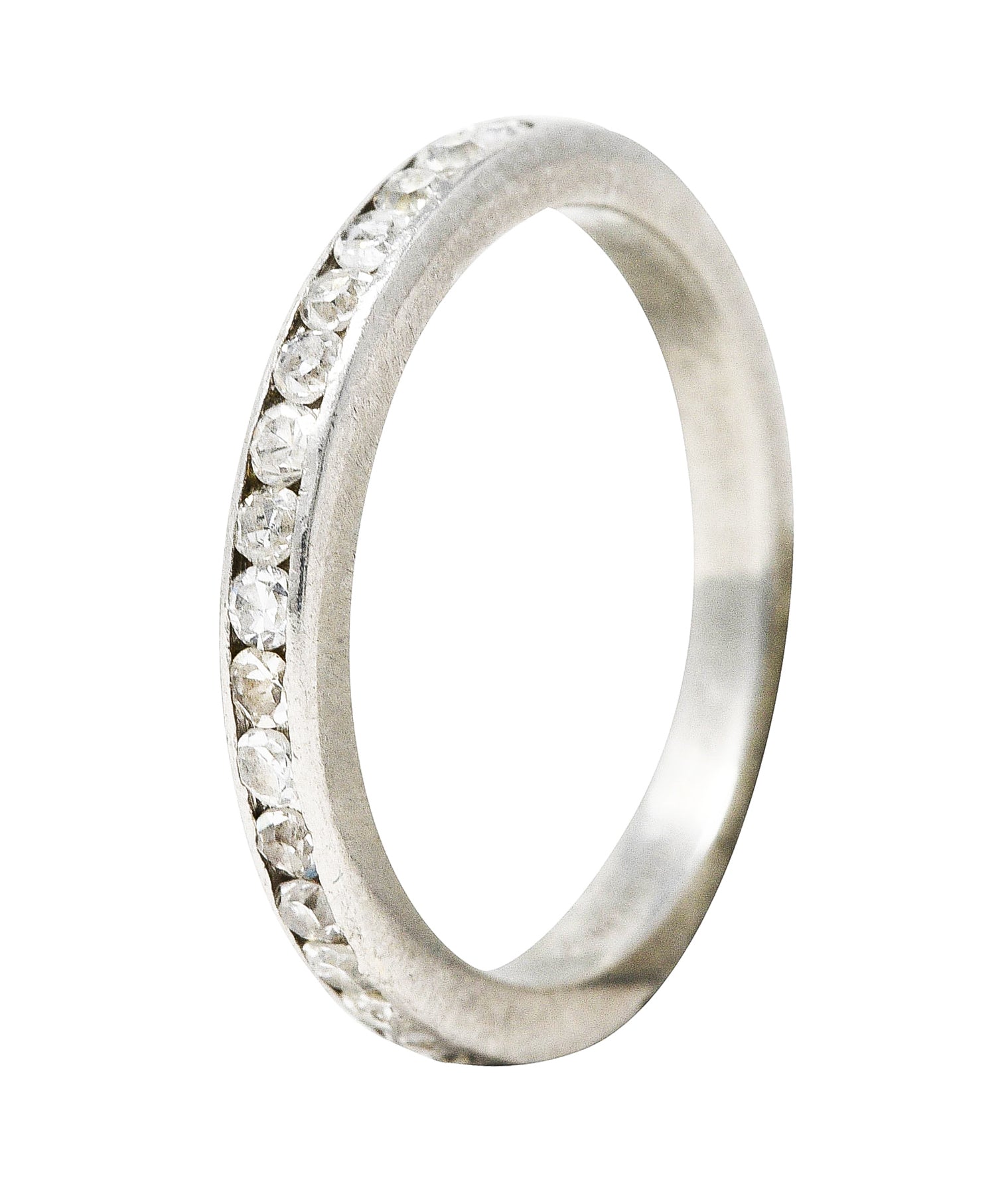 Mid-Century 0.50 CTW Single Cut Diamond Platinum Channel Band RingRing - Wilson's Estate Jewelry