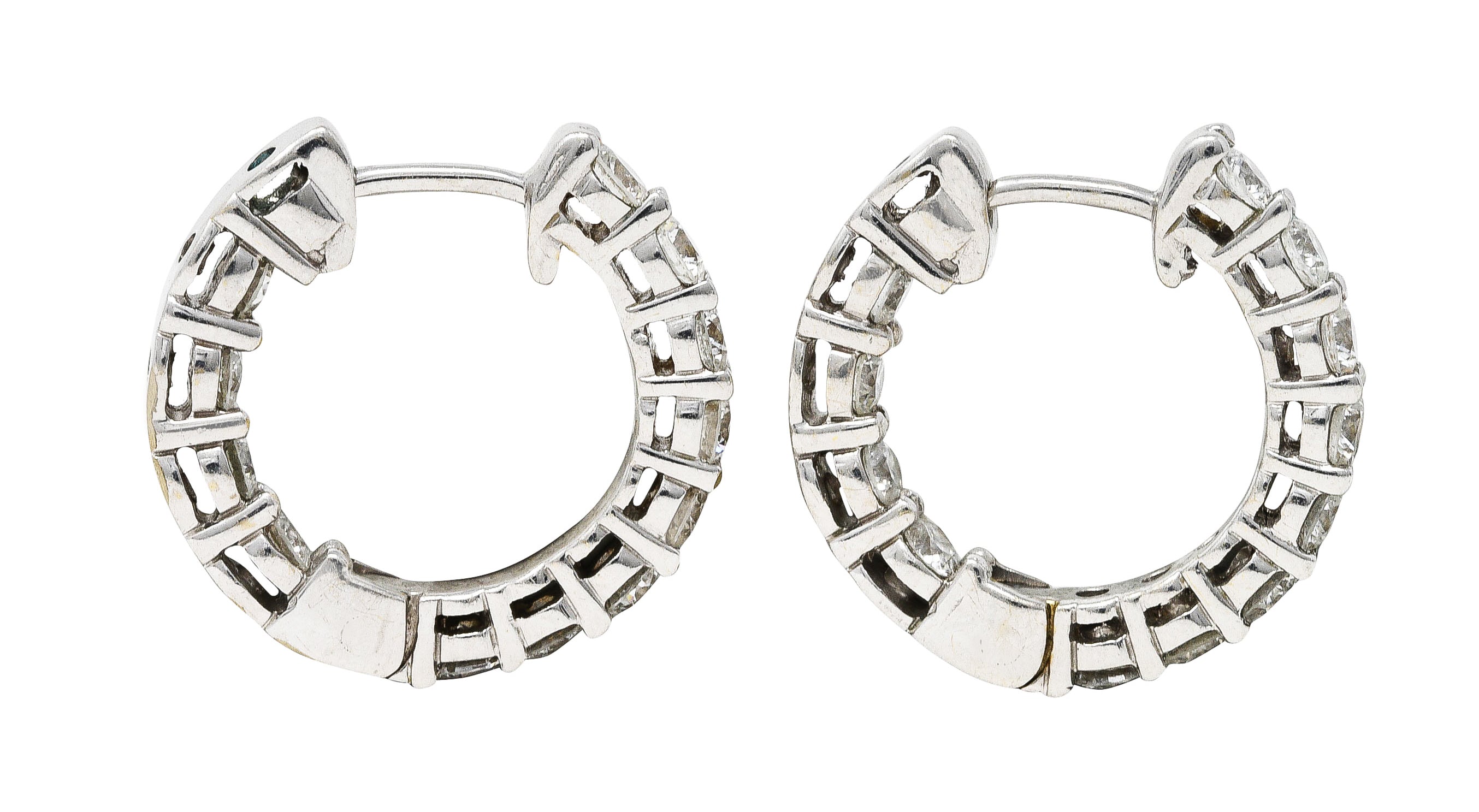 Modern 1.50 CTW Diamond 18 Karat White Gold 17 MM Huggie Hoop EarringsEarrings - Wilson's Estate Jewelry