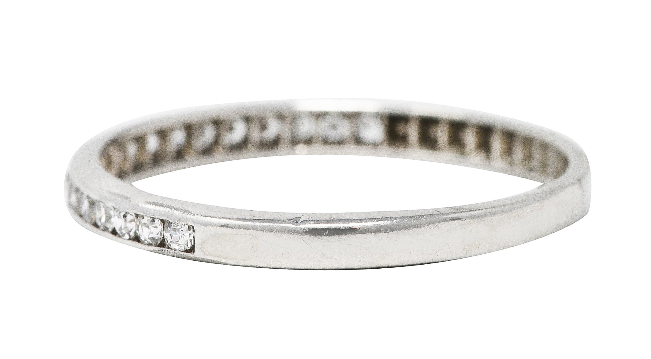 1930's Art Deco 0.25 CTW Single Cut Diamond Platinum Channel Band RingRing - Wilson's Estate Jewelry