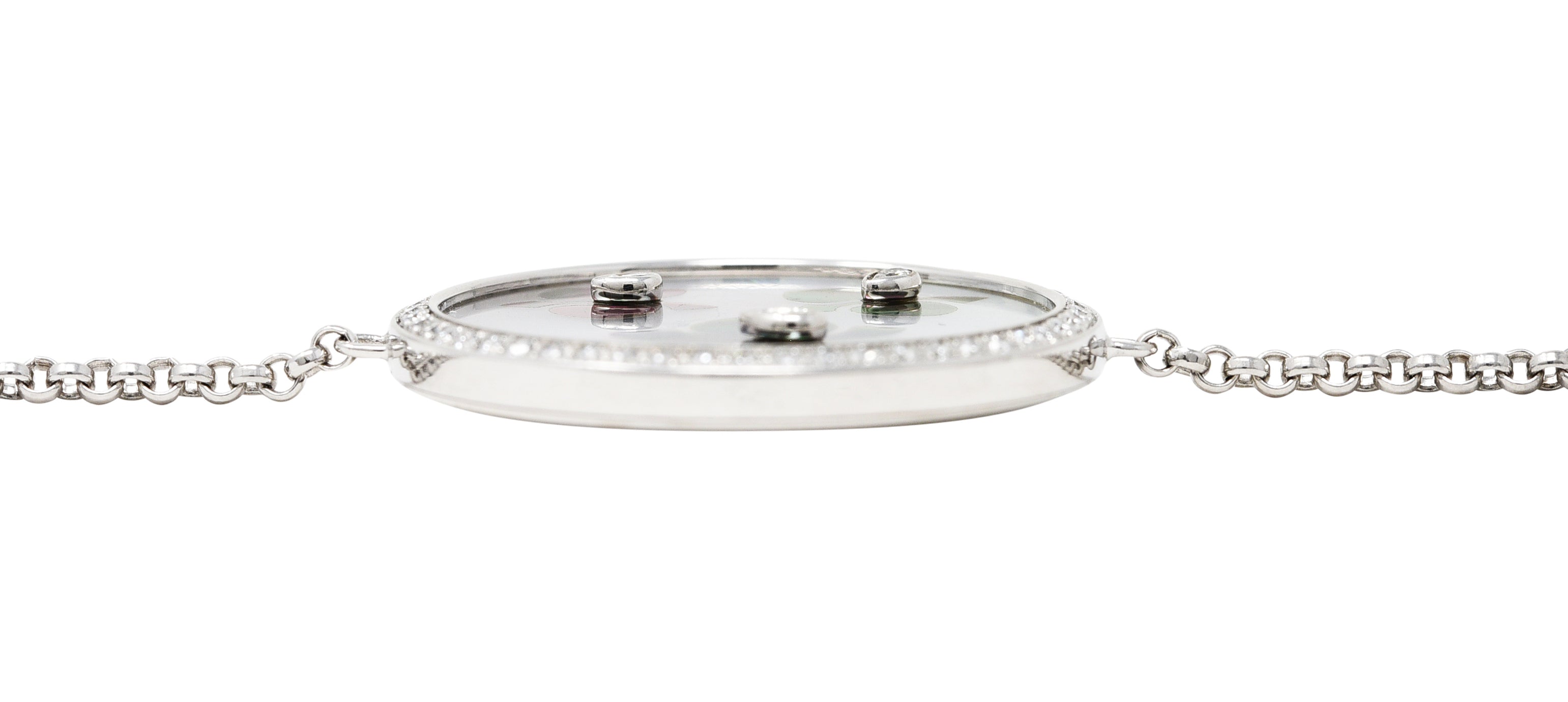 Cartier Mother-Of-Pearl Diamond 18 Karat White Gold Caresse D'Orchidees Station Bracelet Wilson's Estate Jewelry