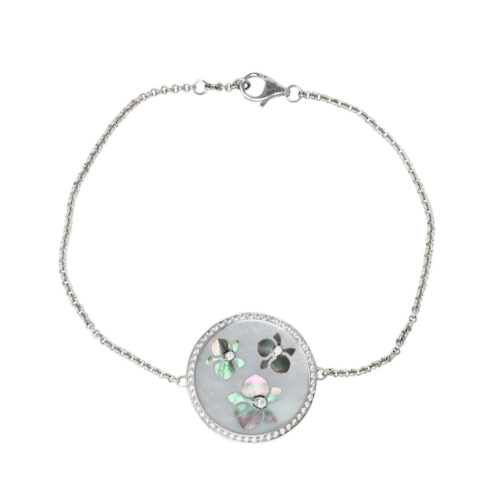 Cartier Mother-Of-Pearl Diamond 18 Karat White Gold Caresse D'Orchidees Station Bracelet Wilson's Estate Jewelry