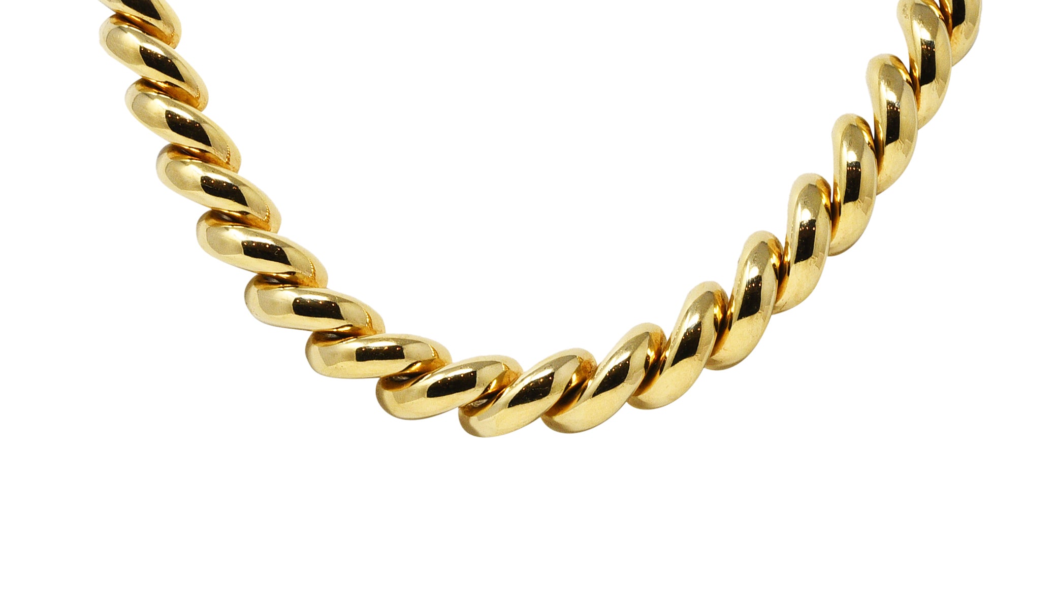 Tiffany & Co. 1960's Modernist 14 Karat Yellow Gold Twist Link Vintage Chain Necklace Wilson's Estate Jewelry