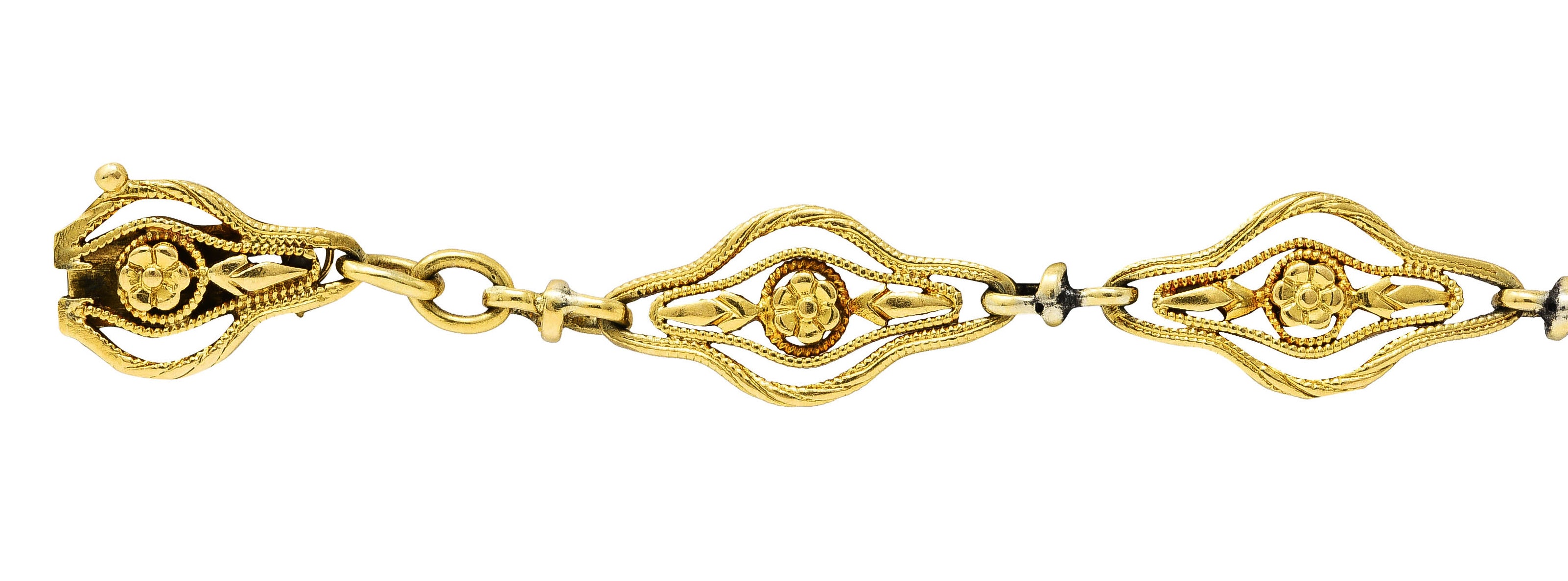 French Victorian 18 Karat Yellow Gold Floral Link BraceletBracelet - Wilson's Estate Jewelry