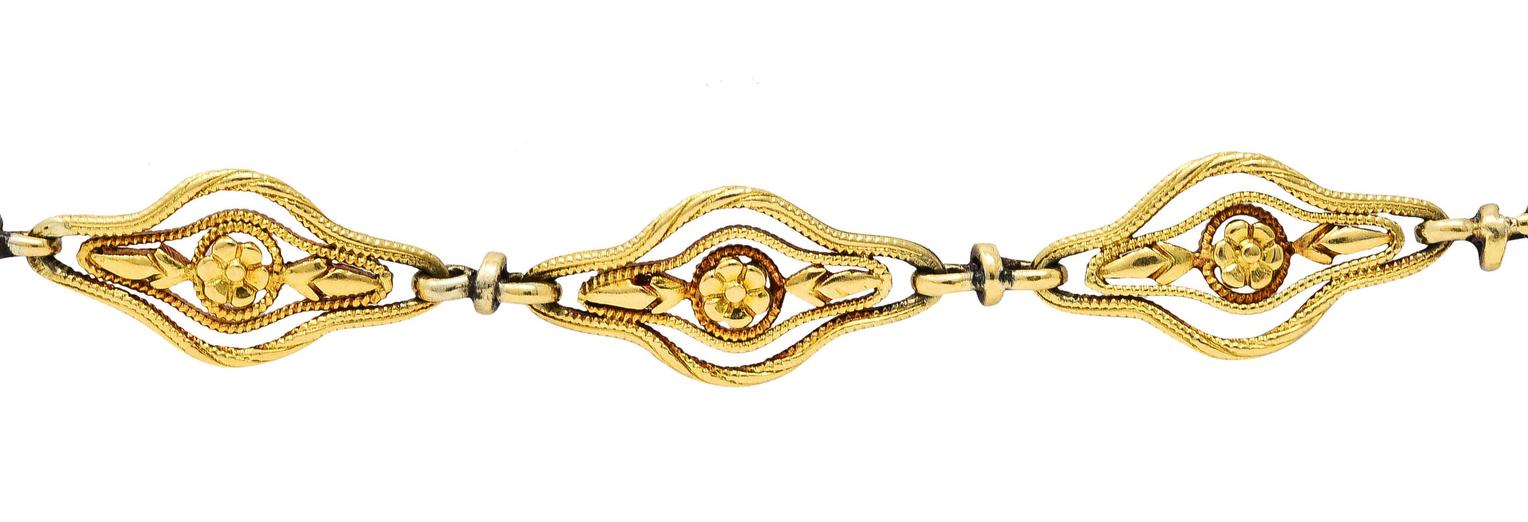 French Victorian 18 Karat Yellow Gold Floral Link BraceletBracelet - Wilson's Estate Jewelry