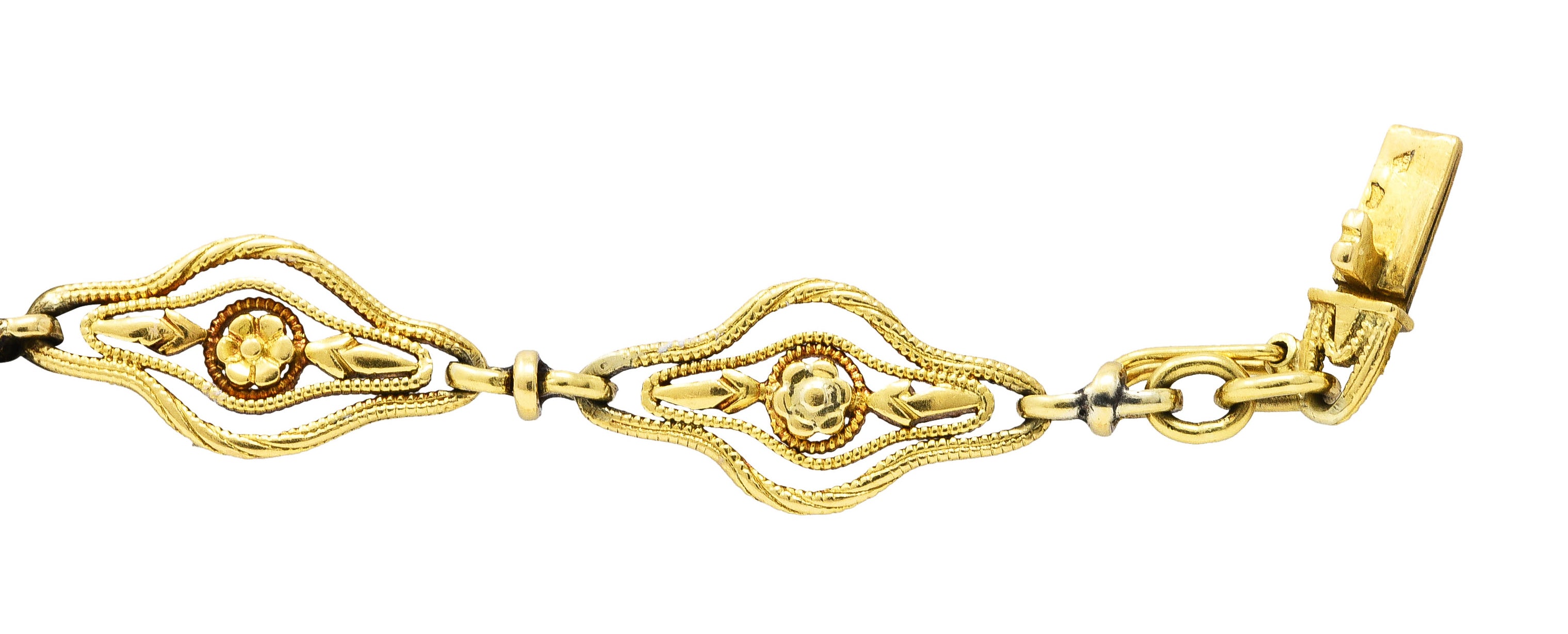 French Victorian 18 Karat Yellow Gold Floral Link BraceletBracelet - Wilson's Estate Jewelry