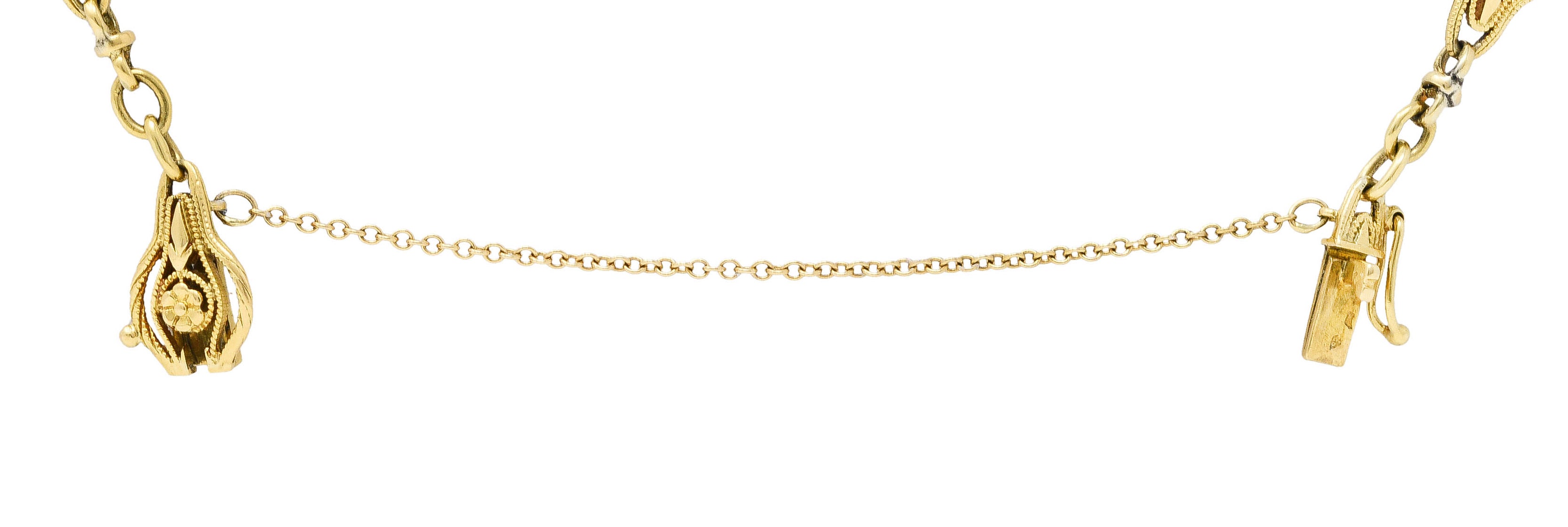 French Victorian 18 Karat Yellow Gold Floral Link BraceletBracelet - Wilson's Estate Jewelry